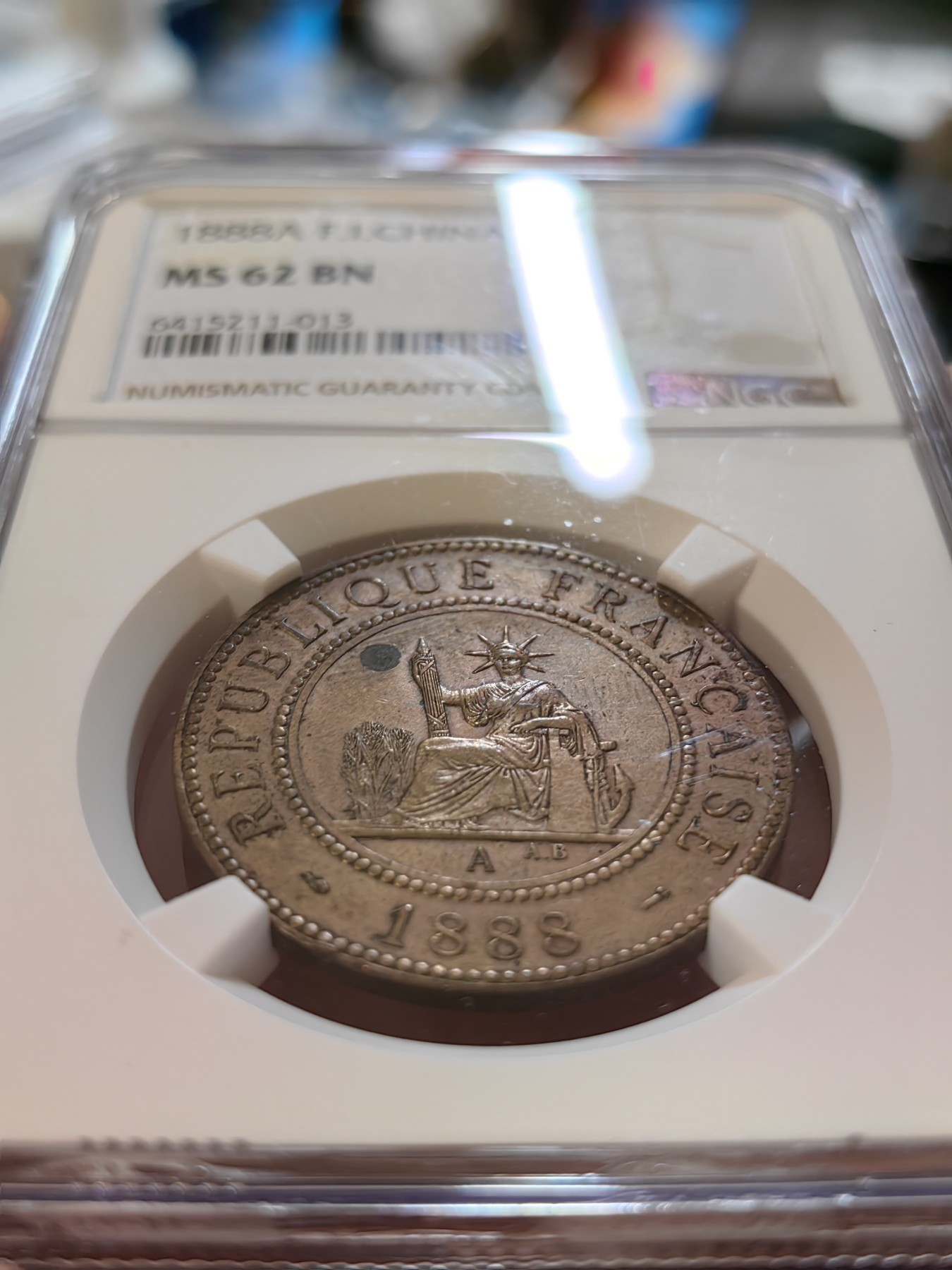 橡树集藏-006场 海纳百川 NGC-MS62BN 法属印度支那 1分铜币1888年国内受追捧的年份，热门品种热门年份不错的状态