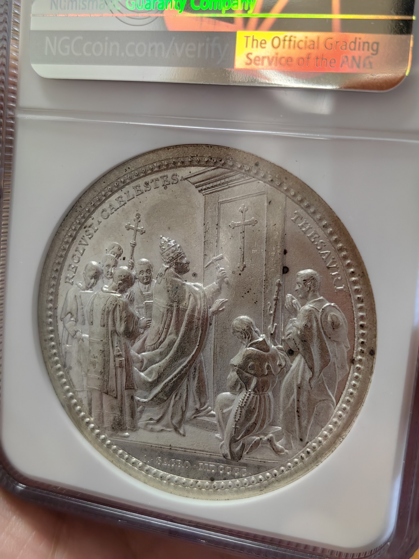 橡树集藏-006场 海纳百川 NGC-62梵蒂冈 1900教皇列奥十三世，圣年记念章，人物刻画细腻，高浮雕镜面底板，加厚盒。