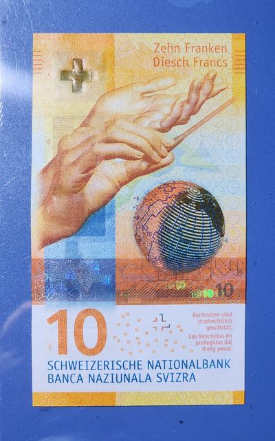 港、澳、台、中外钞、流水签、机签、箱包单、靓号专场第17期 - 瑞士10瑞郎 豹子号 16J1349888 一张/UNC如图
