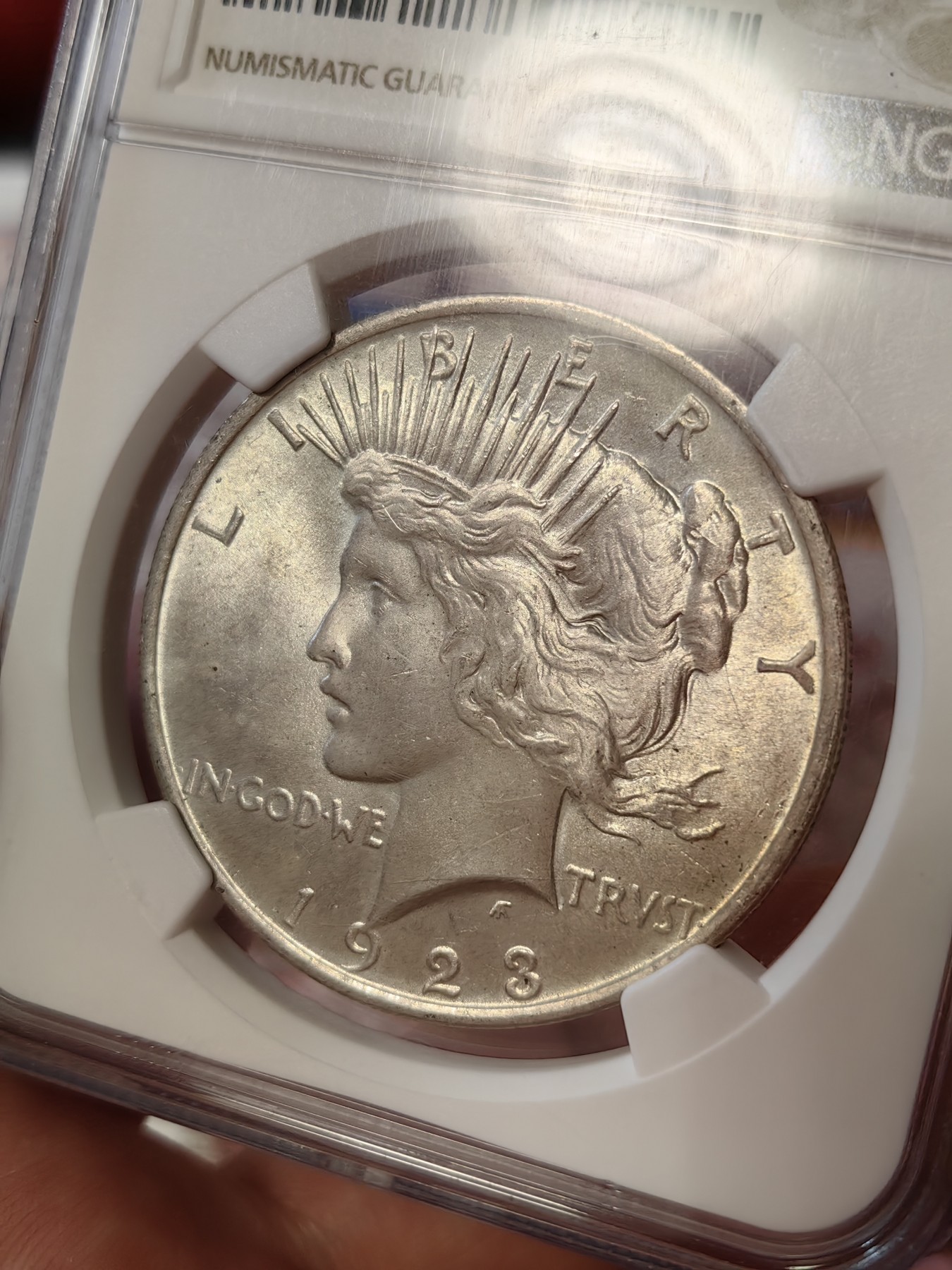 橡树集藏-006场 海纳百川 ngc-MS64  1923年美国和平1美元银币 柔美自由女神 浮雕完好打制佳 顶级车轮霜光