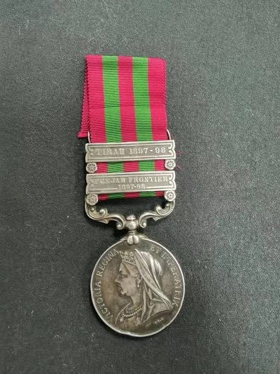 盛世勋华——号角文化勋章邮票专场拍卖第119期 - 英国印度奖章 银制 带刻名 维多利亚版 带蒂拉1897-98和旁遮普边境1897-98勋条（丘吉尔同款，其年轻时在印度服役，获得过该奖章）