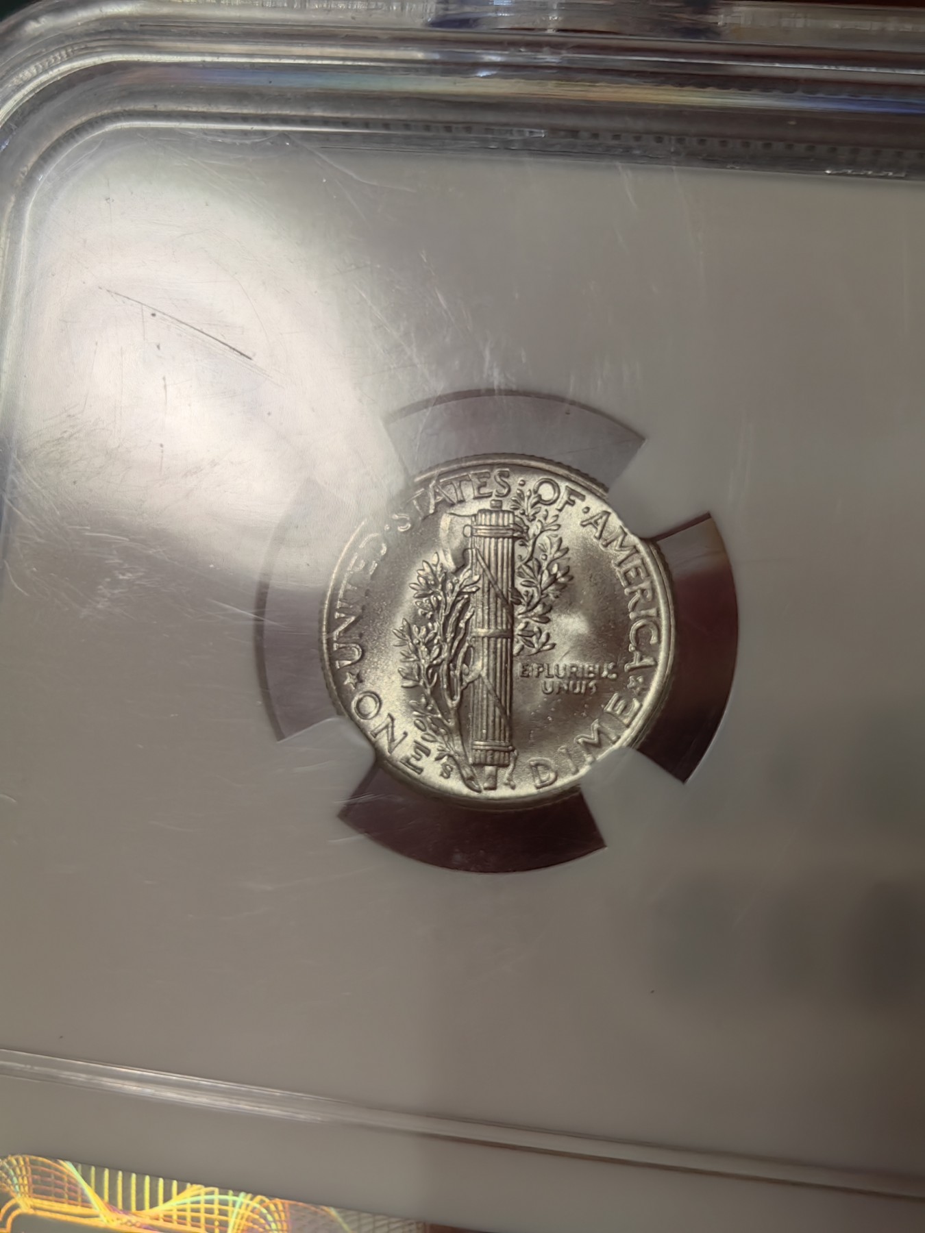 橡树集藏-006场 海纳百川 NGC-ms66 1944年小飞人10分，光泽锐利，整体无银斑划痕，老盒严评。