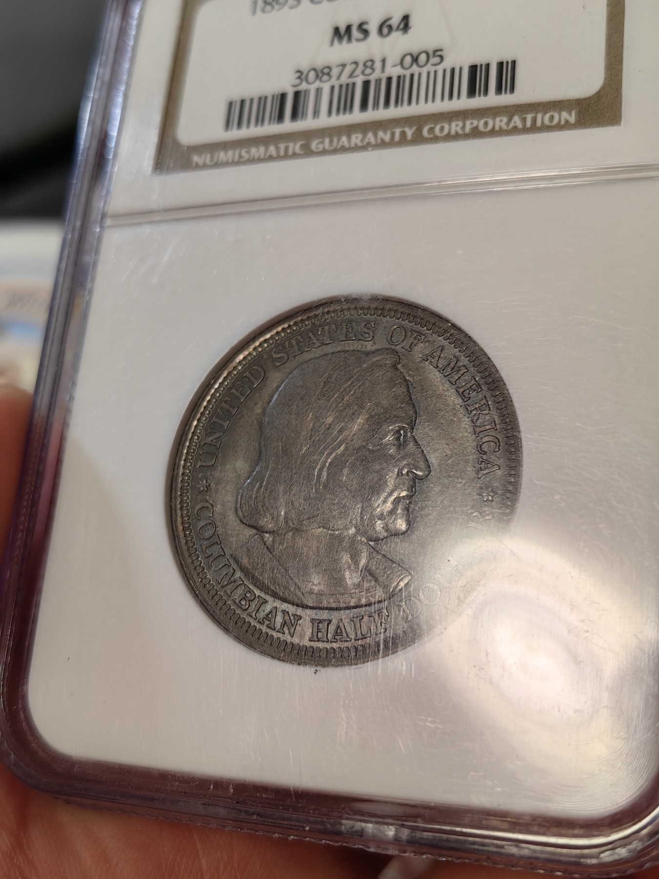 橡树集藏-006场 海纳百川 ngc-ms64 1893年美国哥伦布纪念银币 打制锐利 通体黑彩老包浆 丝绸霜光 自带帆船两个地球 设计优秀 