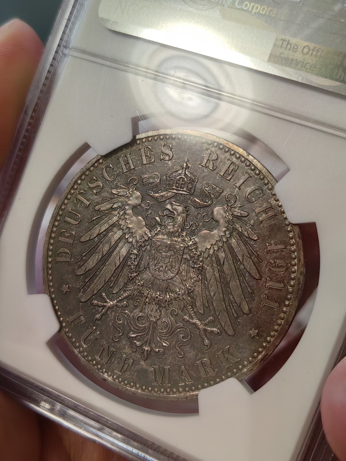 橡树集藏-006场 海纳百川 ngc-pf65 1911年巴伐利亚摄政王90大寿 5马克大银币 n/p双料冠军分 浓郁深彩包浆