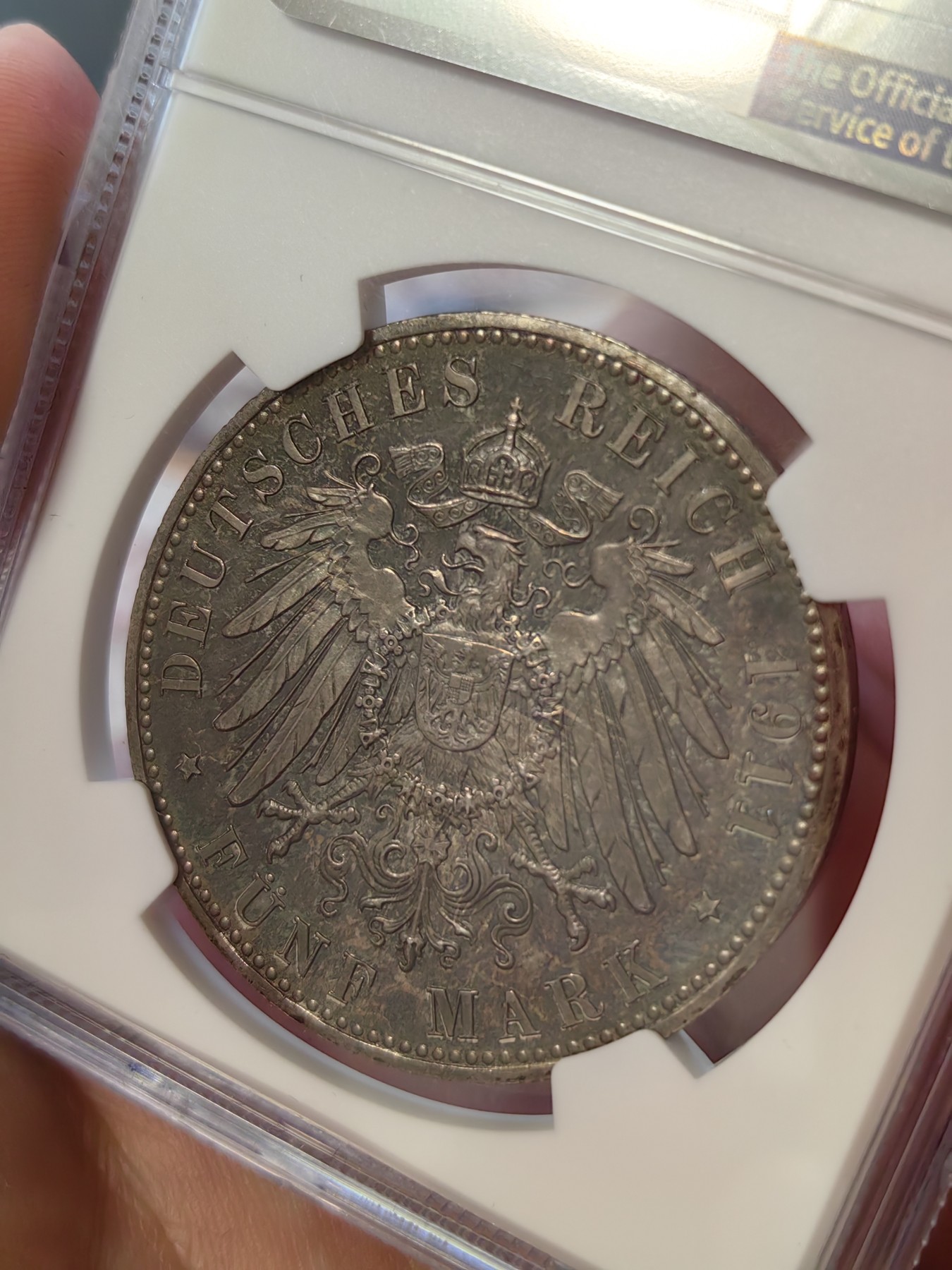 橡树集藏-006场 海纳百川 ngc-pf65 1911年巴伐利亚摄政王90大寿 5马克大银币 n/p双料冠军分 浓郁深彩包浆