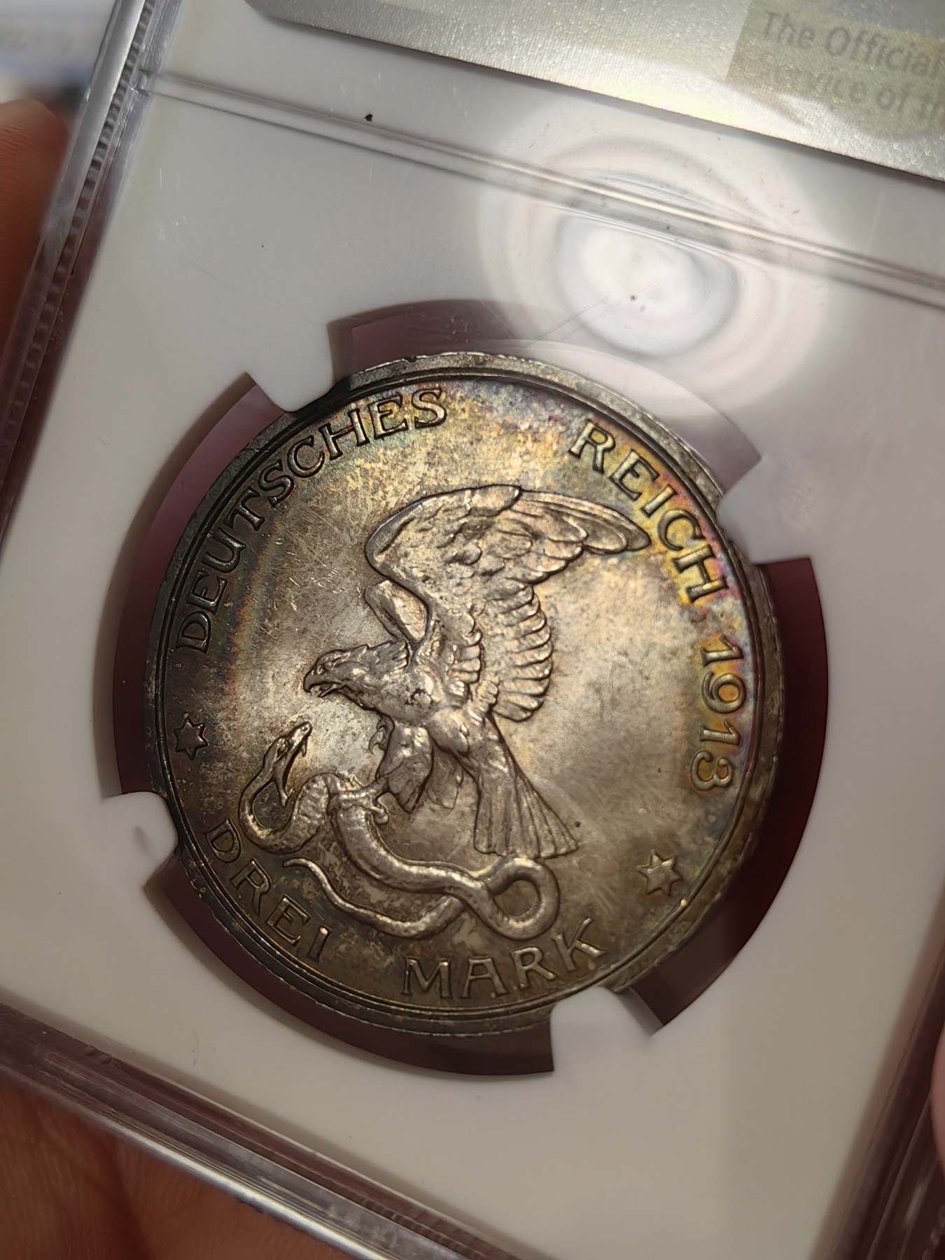 橡树集藏-006场 海纳百川 ngc - MS67 1913年德国3马克 战胜拿破仑 顶级高分精品 完美包浆 浮雕生动 亚军分可遇不可求