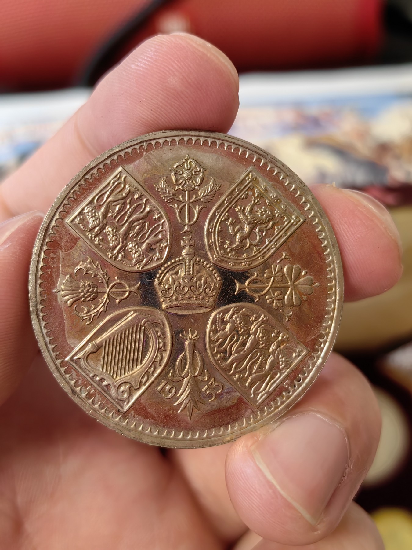 橡树集藏-006场 海纳百川 1953年英国伊丽莎白女王加冕精制套币  整体状态不错 便士已评级