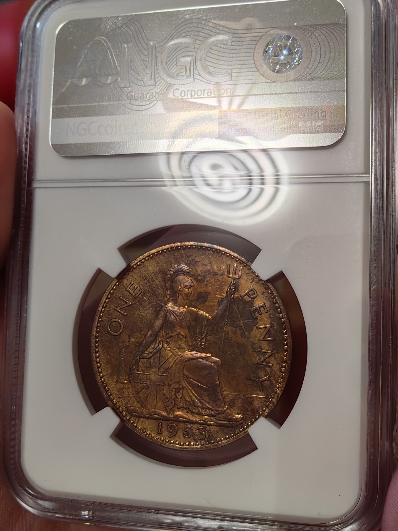 橡树集藏-006场 海纳百川 1953年英国伊丽莎白女王加冕精制套币  整体状态不错 便士已评级