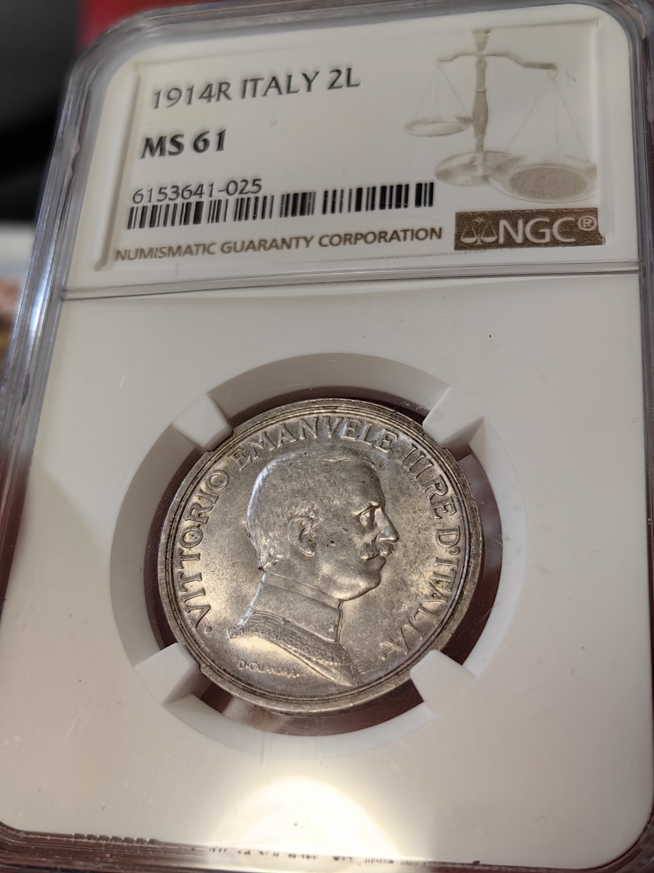 橡树集藏-006场 海纳百川 ngc-MS61 1914 意大利2里拉银币 四驾马车经典设计