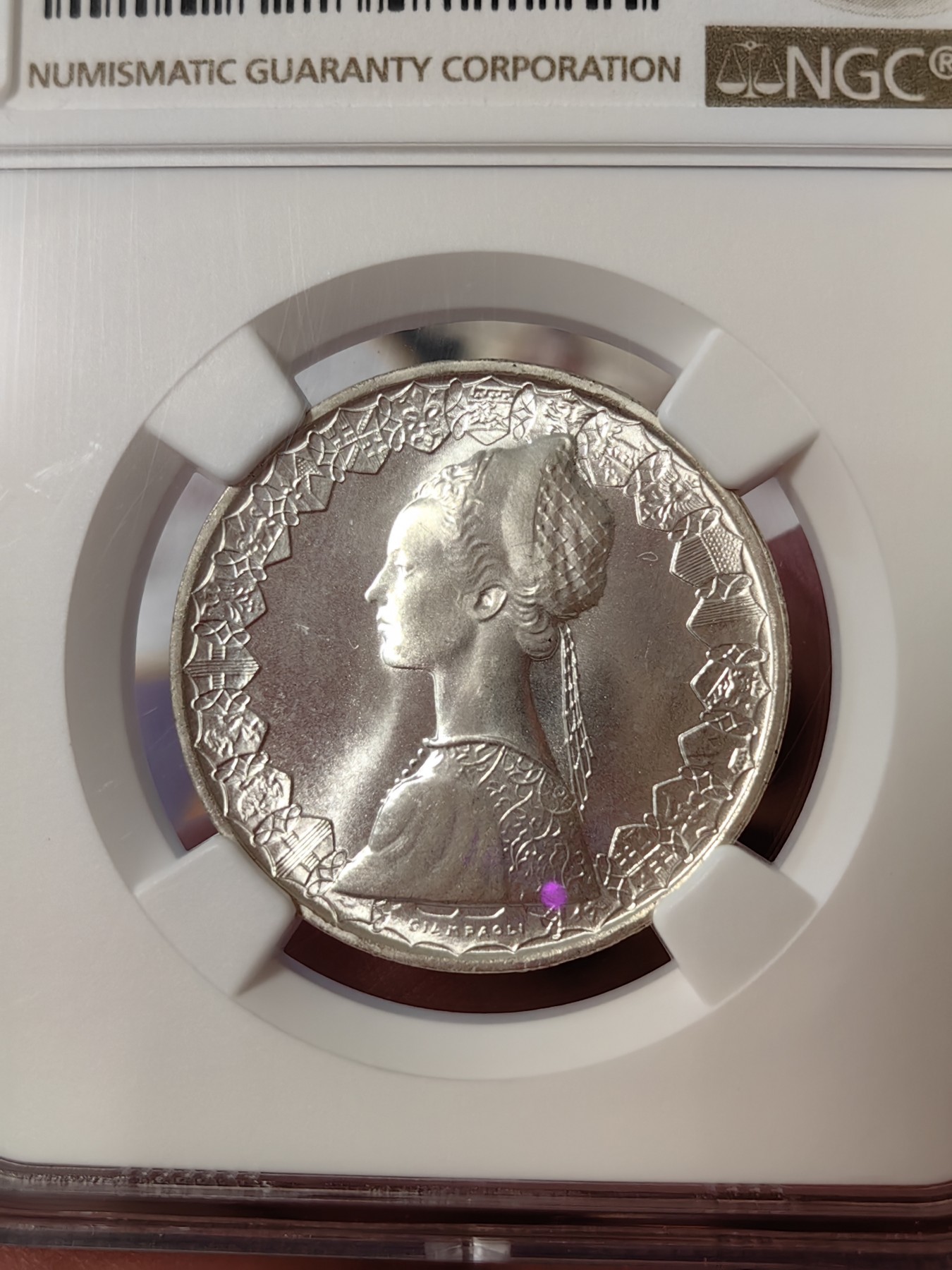 橡树集藏-006场 海纳百川 NGC-MS66  1981年意大利500里拉银币 帆船人妻 经典设计 强车轮原银霜光