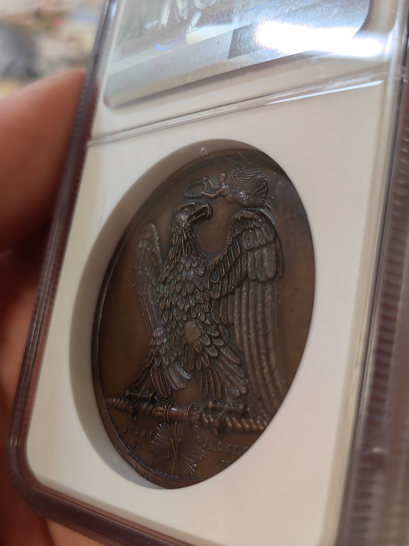 橡树集藏-006场 海纳百川 NGC-ms62 拿破仑 1807 胜利纪念铜章，原铸，背面雄鹰被冠以“胜利之冠”，肖像由DROZ雕刻，加厚盒。