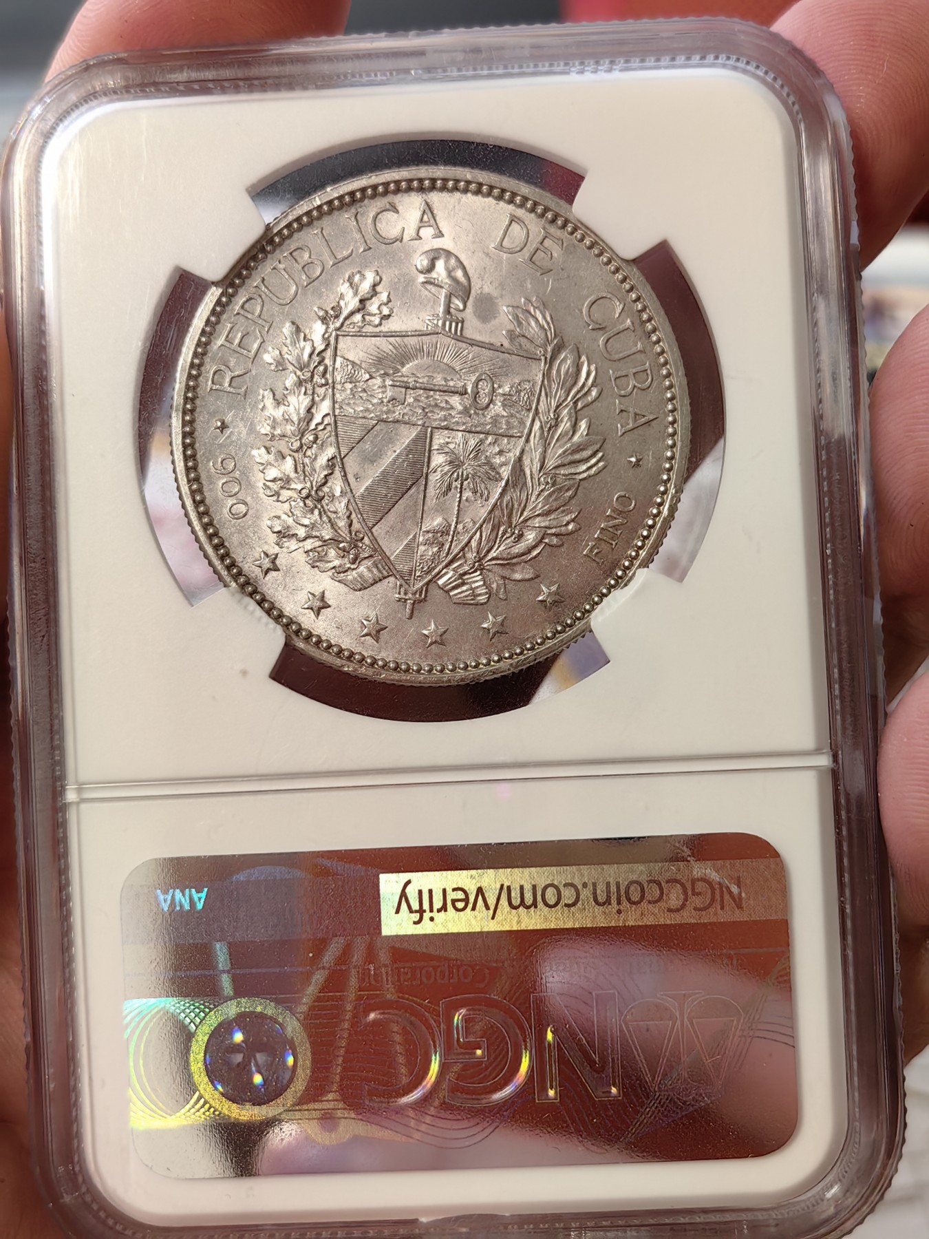 橡树集藏-006场 海纳百川 ngc-MS63 1897年古巴海风卷女神 1比索银币 打制精细 设计绝美