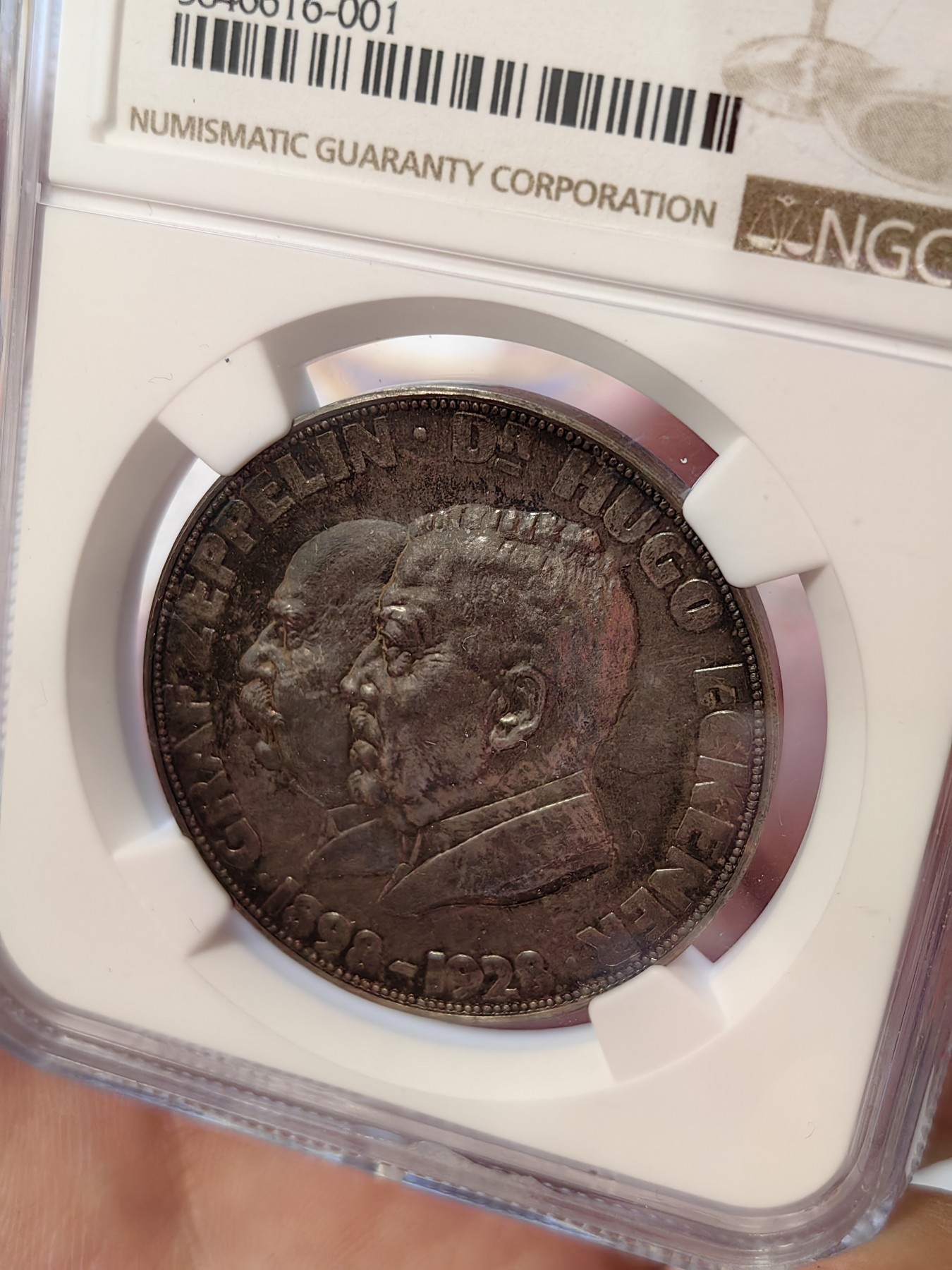 橡树集藏-006场 海纳百川 NGC-ms66 ,1928 齐柏林爵士纪念银章，顶级高分，镜面五彩。