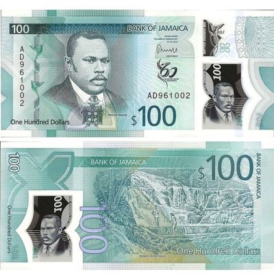 新版4张（50/100/500/1000）牙买加塑料纪念钞尾2同（现货包邮）