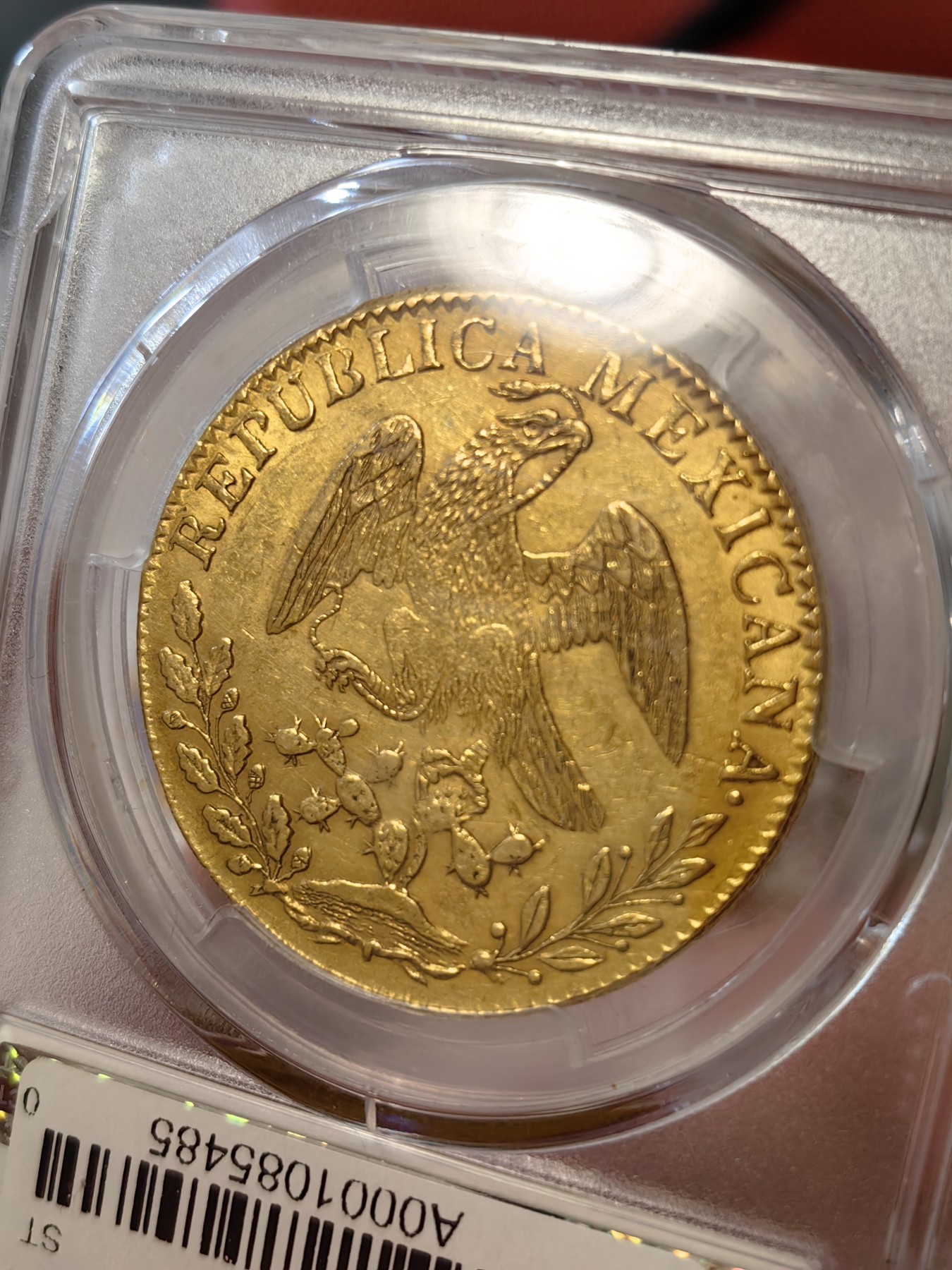 橡树集藏-006场 海纳百川 pcgs-au58 1849年墨西哥8e大金币 自由帽金鹰 老金币投资佳品