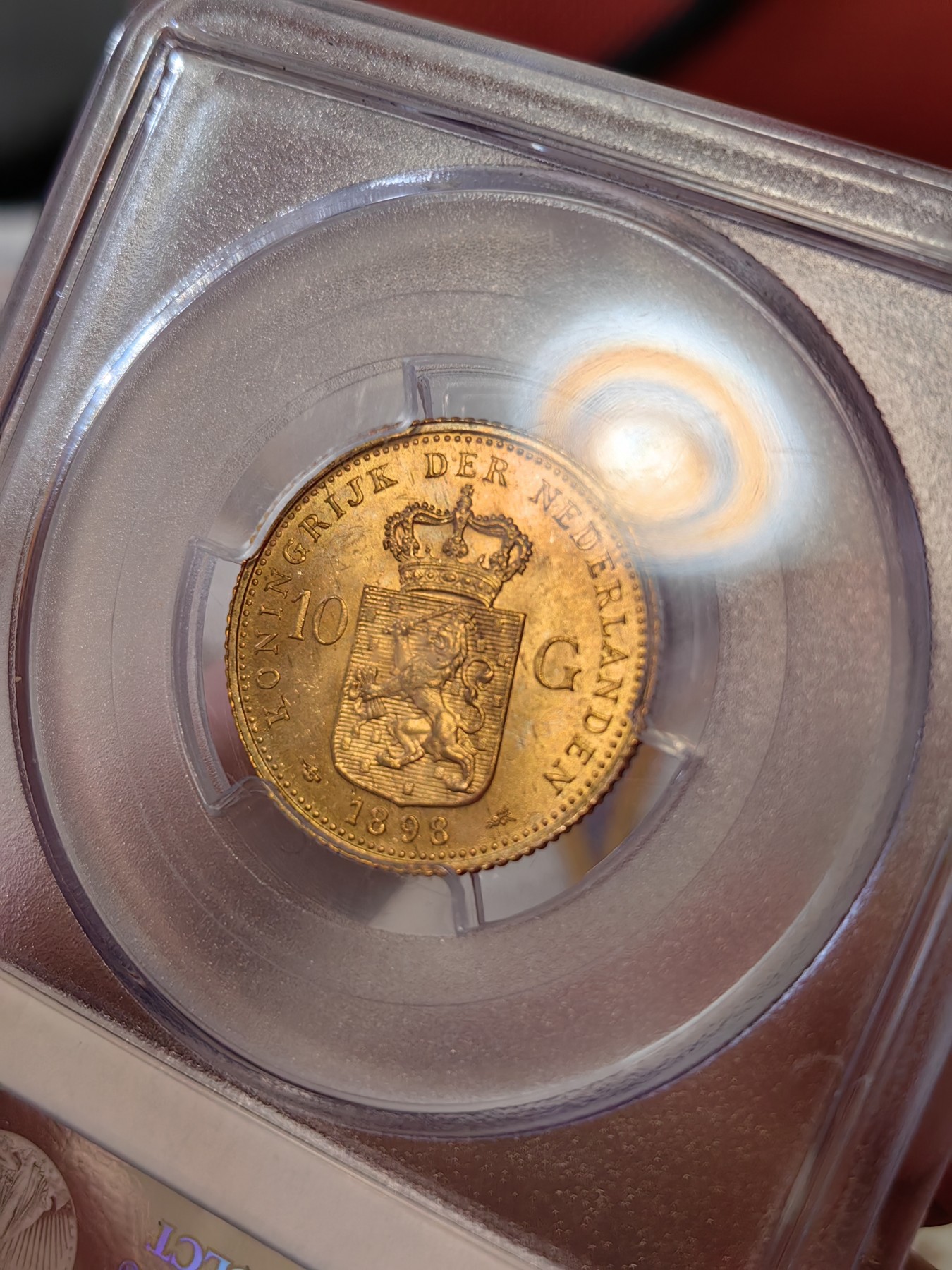 橡树集藏-006场 海纳百川 pcgs-ms64 1898年荷兰威廉明娜10盾金币 可爱的小萝莉 底板打制皆好 状态极佳  高分皇冠萝莉头 非常少见 金光四溢 自藏佳品