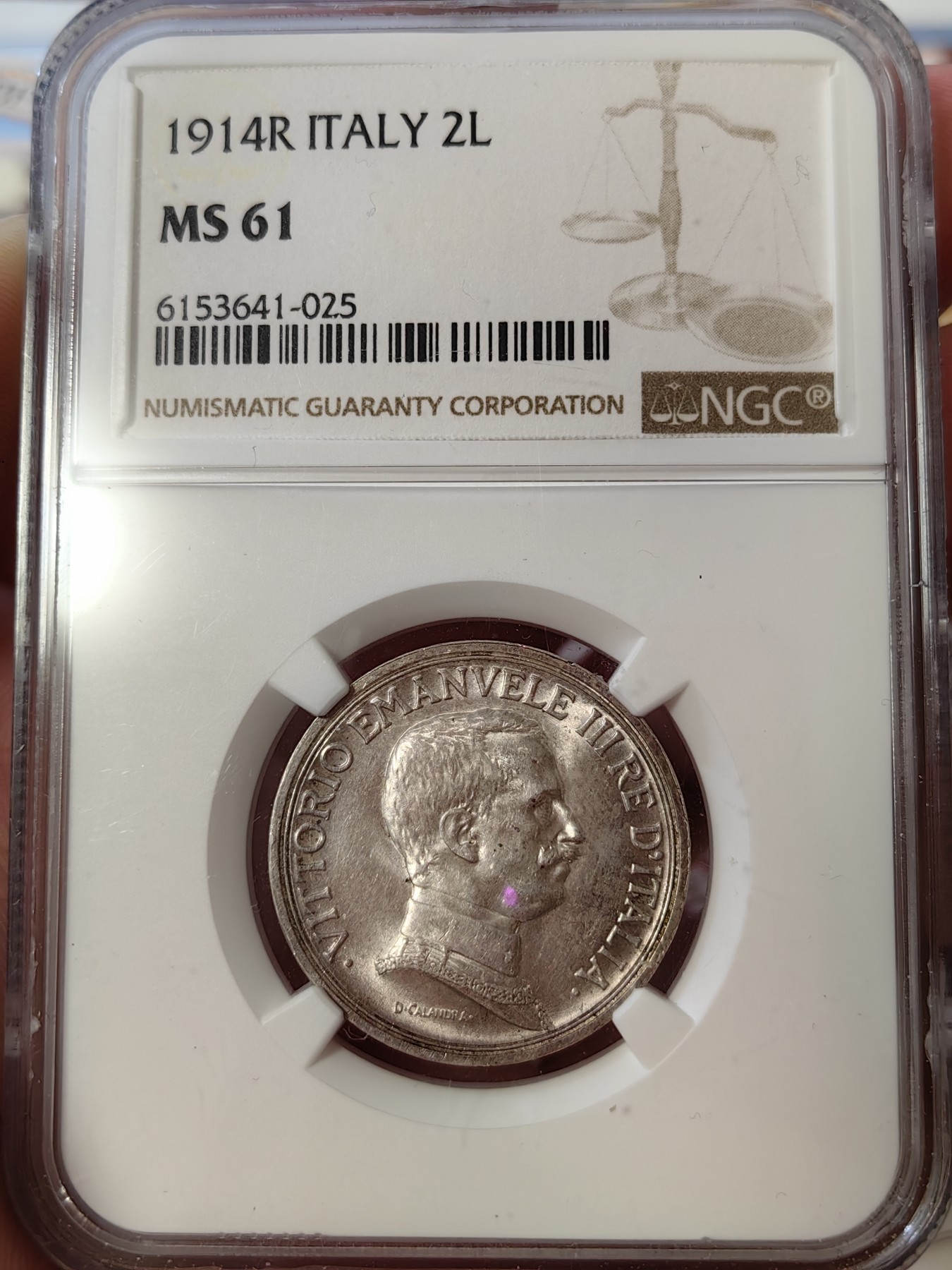 橡树集藏-006场 海纳百川 ngc-MS61 1914 意大利2里拉银币 四驾马车经典设计