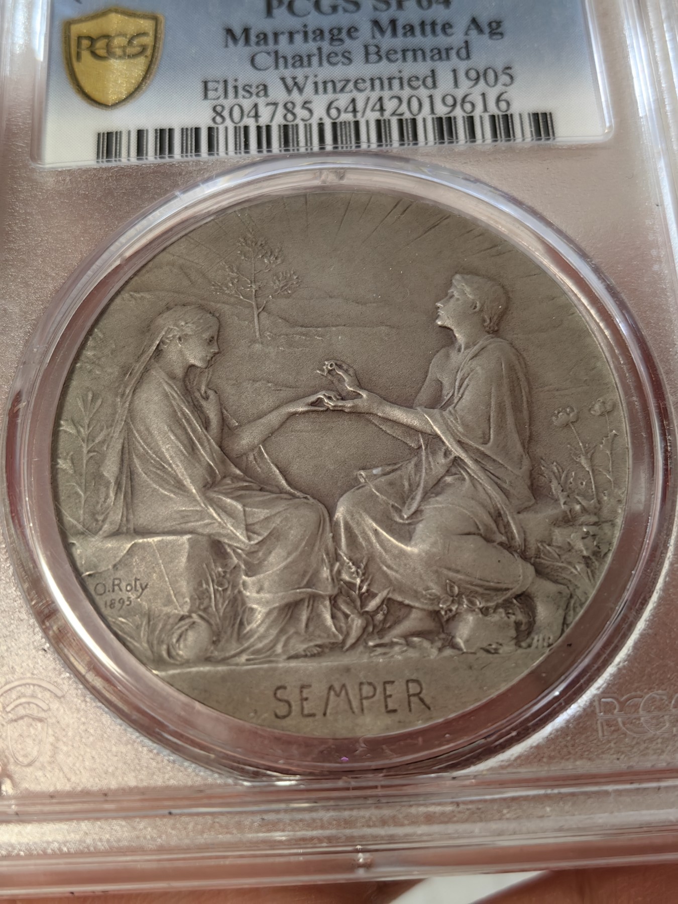 橡树集藏-006场 海纳百川 pcgs-sp64 1880年法国semper真爱永恒婚章 O.Roty经典作品 顶级品相 冠军分 绝美设计