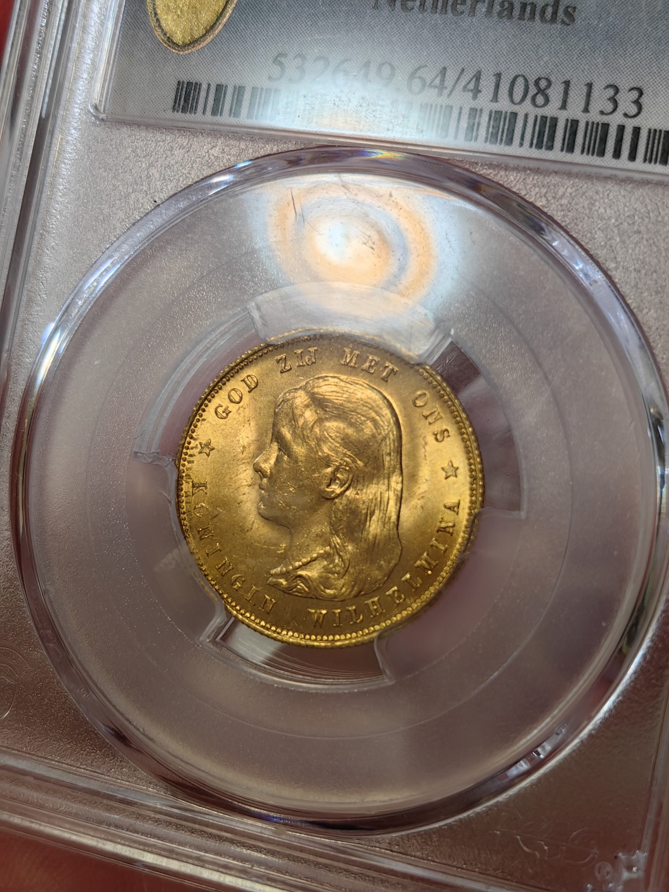 橡树集藏-006场 海纳百川 PCGS-MS64 荷兰 1897年 10盾金币 威廉明娜女王 人见人爱的小萝莉 打制压印十足底板佳 一枚状态很好的小金币 看着使人心情愉悦