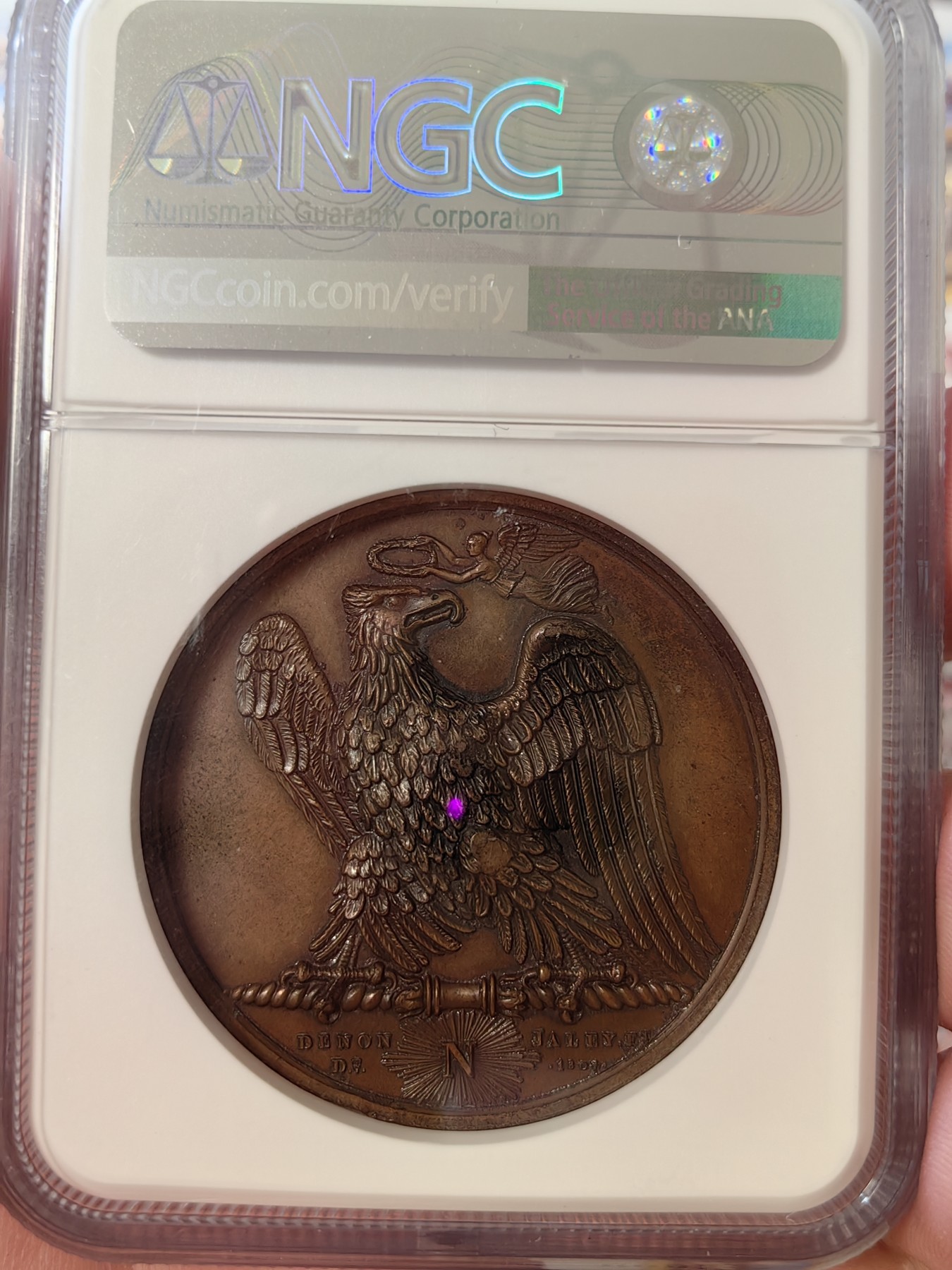 橡树集藏-006场 海纳百川 NGC-ms62 拿破仑 1807 胜利纪念铜章，原铸，背面雄鹰被冠以“胜利之冠”，肖像由DROZ雕刻，加厚盒。