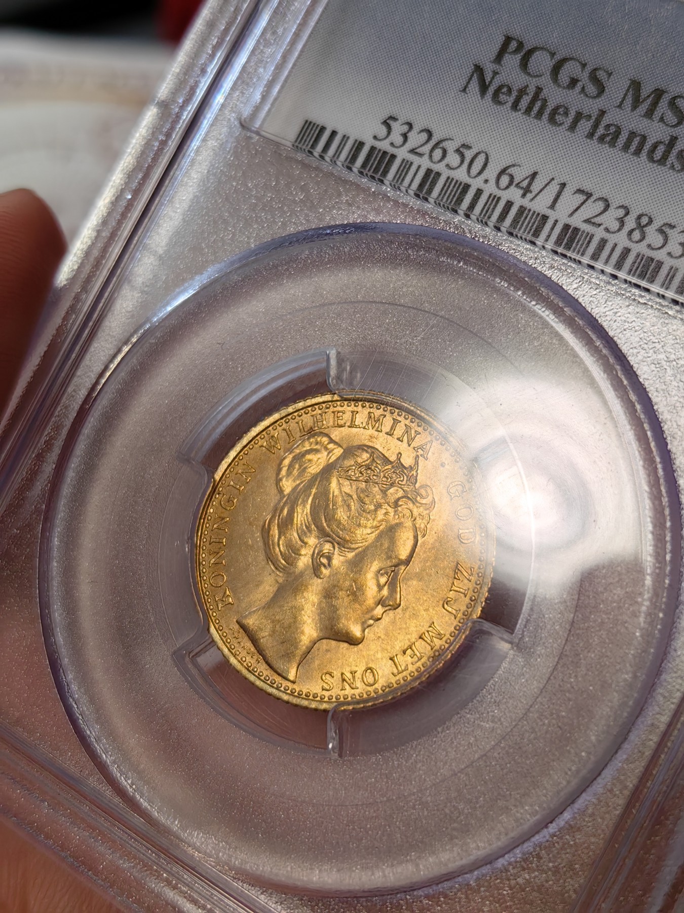 橡树集藏-006场 海纳百川 pcgs-ms64 1898年荷兰威廉明娜10盾金币 可爱的小萝莉 底板打制皆好 状态极佳  高分皇冠萝莉头 非常少见 金光四溢 自藏佳品