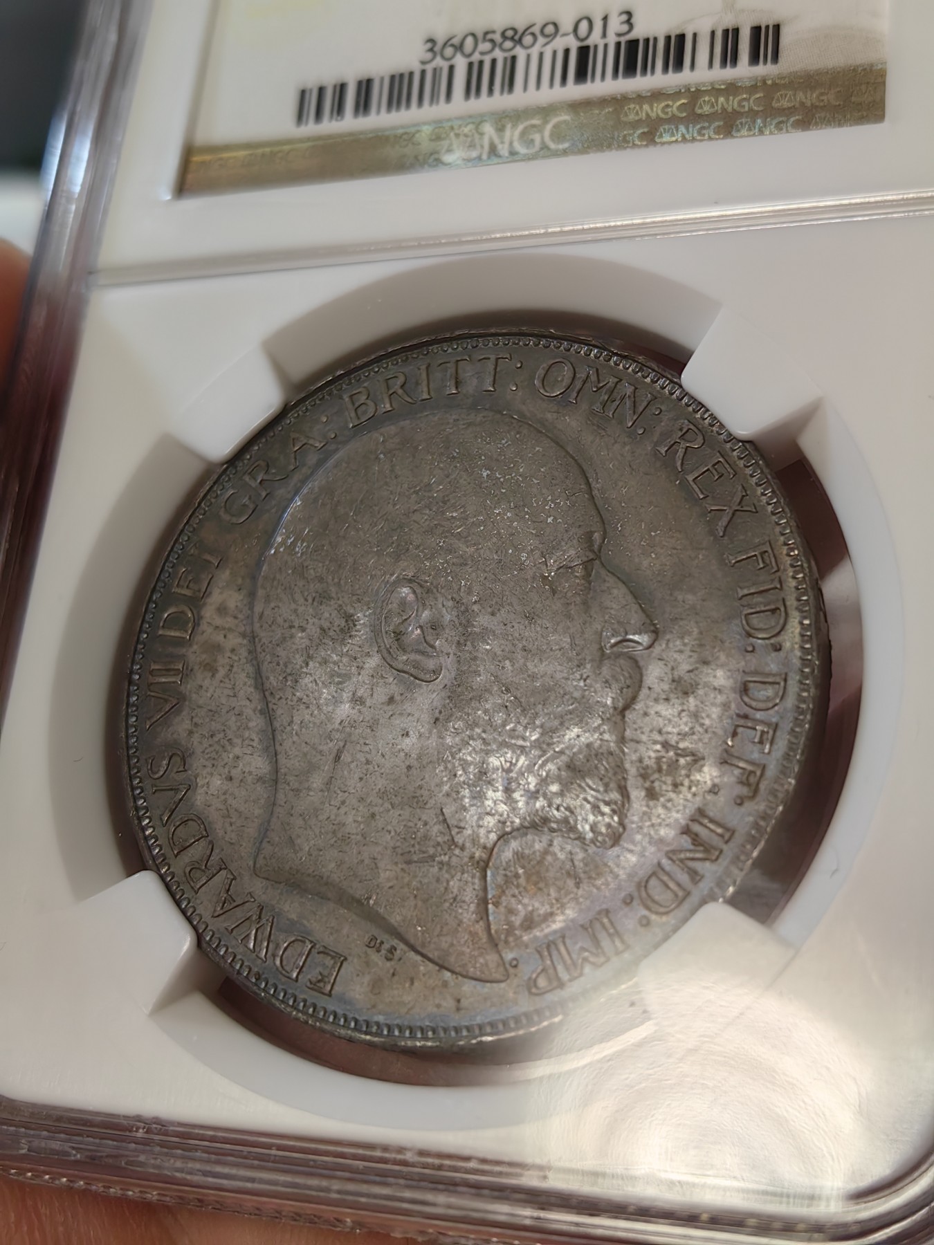 橡树集藏-006场 海纳百川 ngc-MS63 1902年爱七马剑 磨砂质老包浆，正面环彩，背面老包浆，MS63以上高分不多，品相到位的藏品