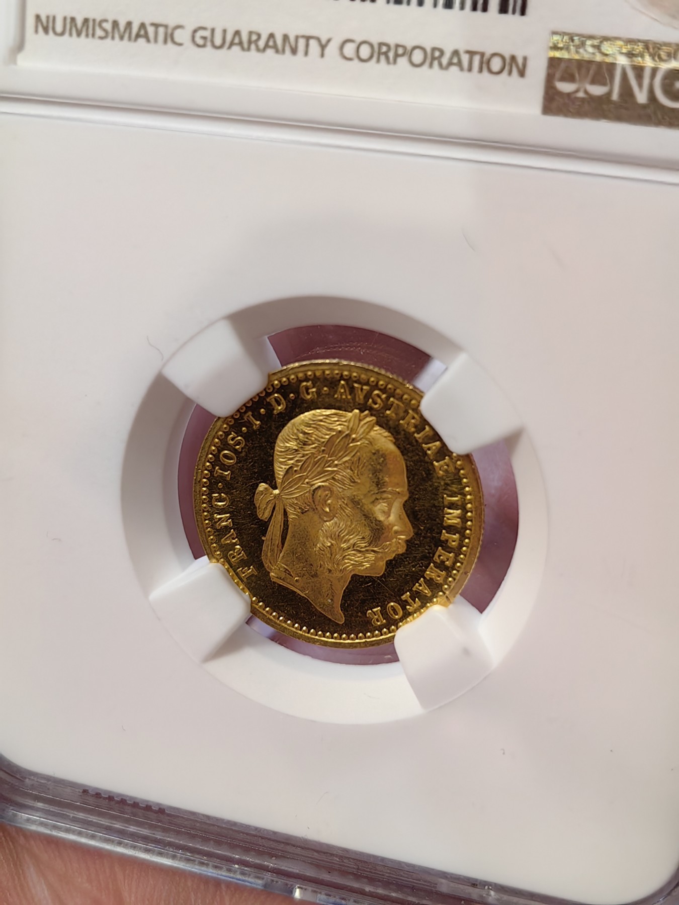 橡树集藏-006场 海纳百川 NGC-MS64PL 1897年奥地利弗朗茨约瑟夫1杜卡特金币，罕见原铸。顶级镜面效果，绝美。 N盒3枚纪录中的冠军分！！！ 今年1月Ha不带PL的 MS63分 成交价660刀