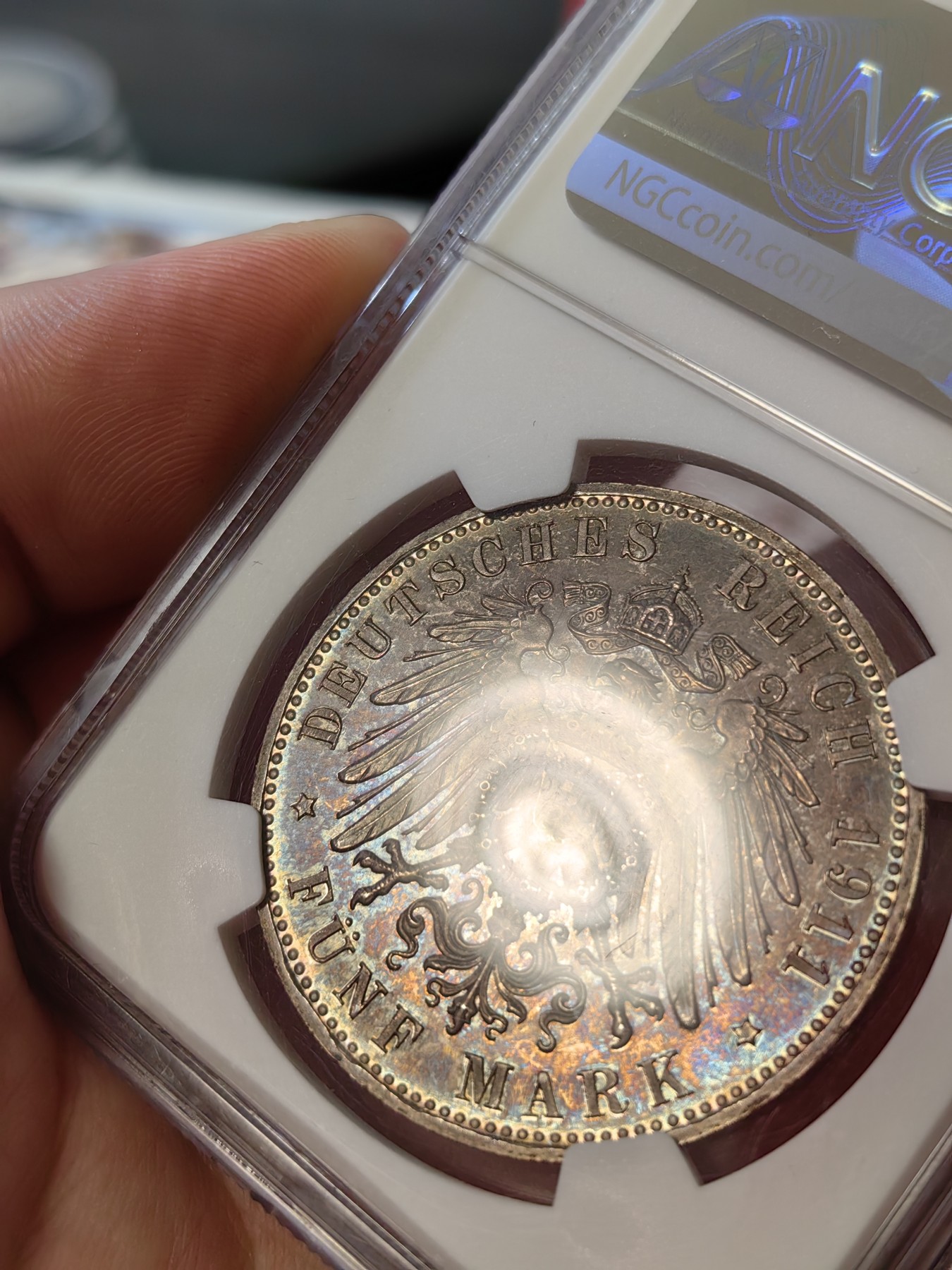 橡树集藏-006场 海纳百川 ngc-pf65 1911年巴伐利亚摄政王90大寿 5马克大银币 n/p双料冠军分 浓郁深彩包浆