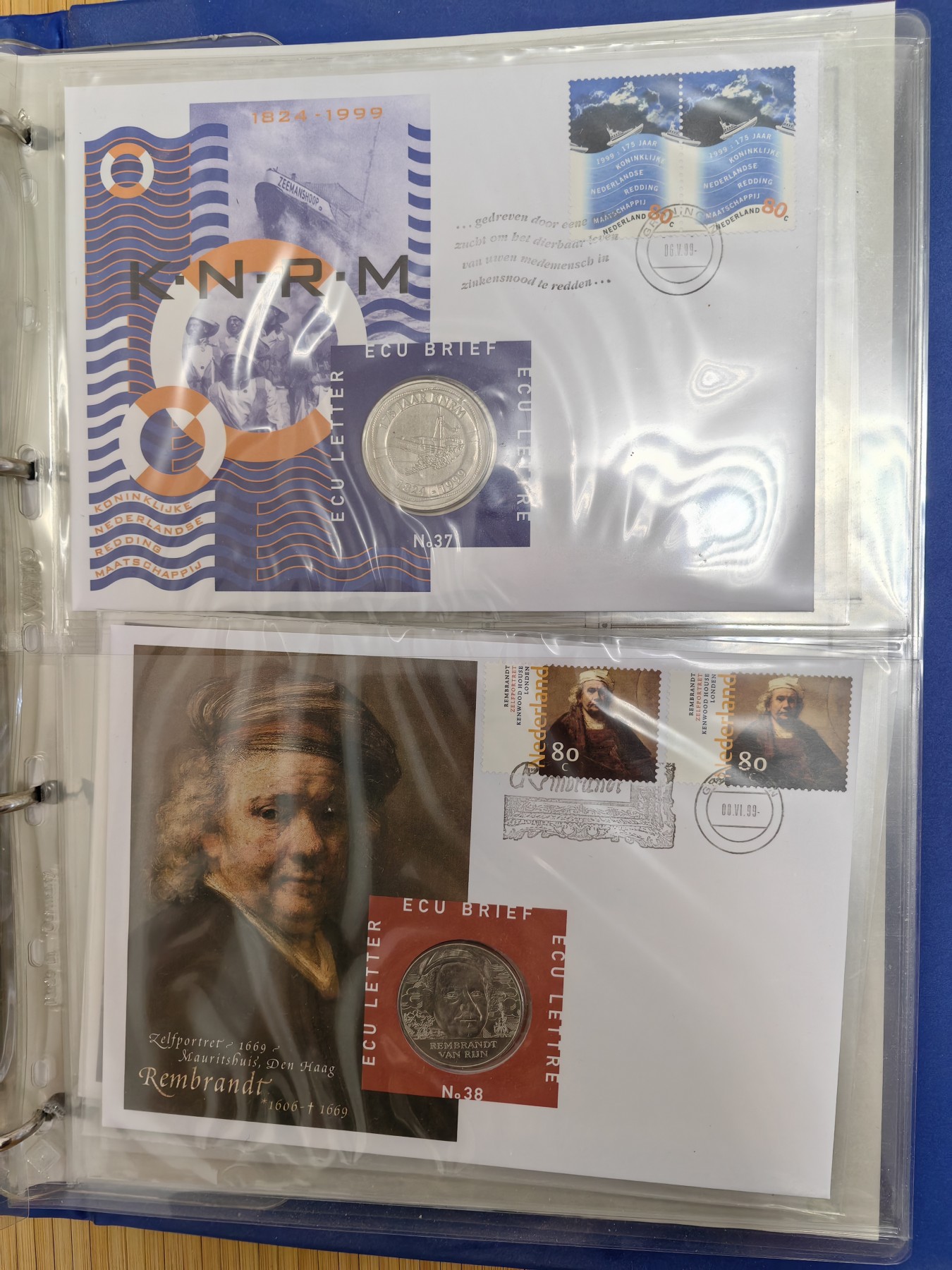 橡树集藏-006场 海纳百川 欧洲大开本钱币封册，荷兰首日邮币封。11页，22枚。