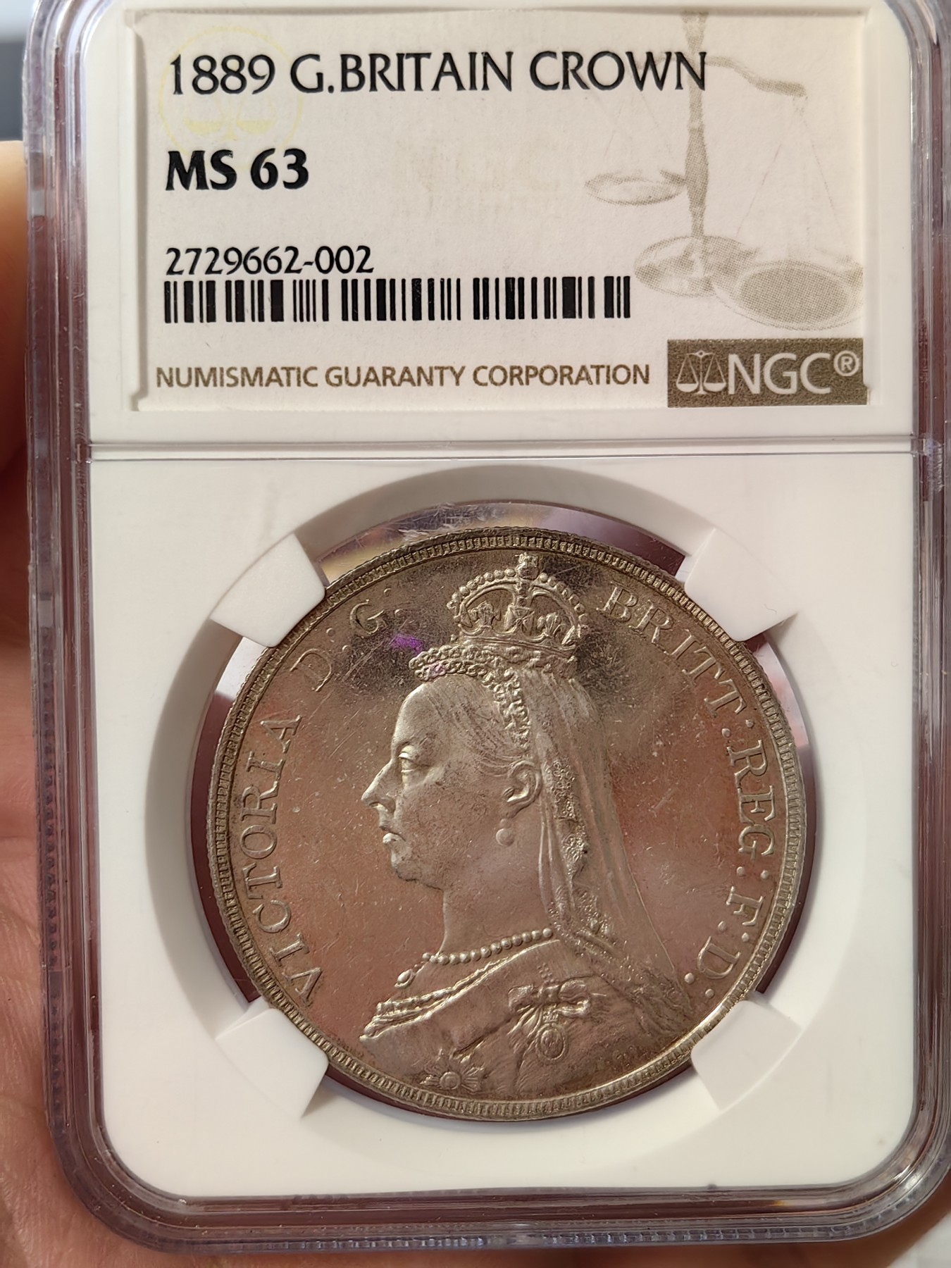 橡树集藏-006场 海纳百川 NGC-MS63  1889年英国高冠马剑银币 实物pl感强烈 状态不错