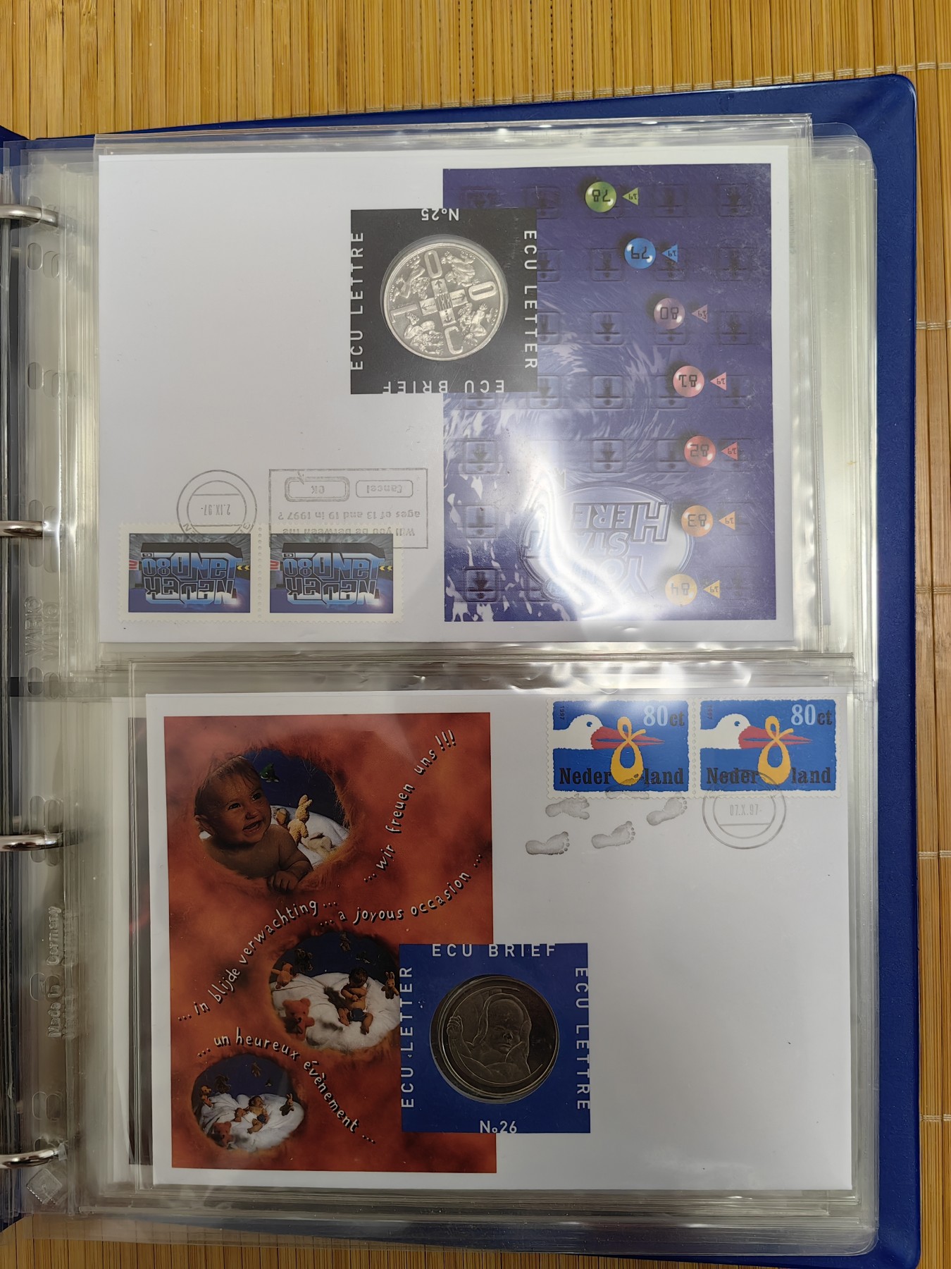 橡树集藏-006场 海纳百川 欧洲大开本钱币封册，荷兰首日邮币封。11页，22枚。