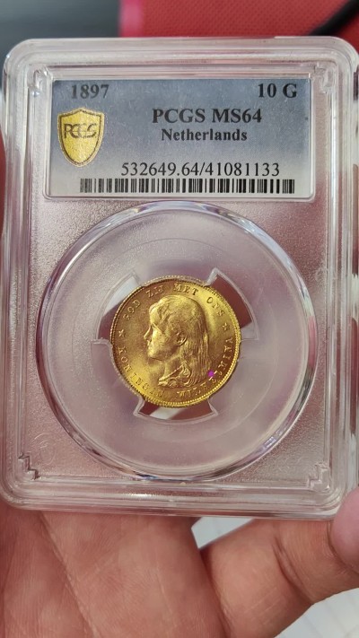 橡树集藏-006场 海纳百川 PCGS-MS64 荷兰 1897年 10盾金币 威廉明娜女王 人见人爱的小萝莉 打制压印十足底板佳 一枚状态很好的小金币 看着使人心情愉悦