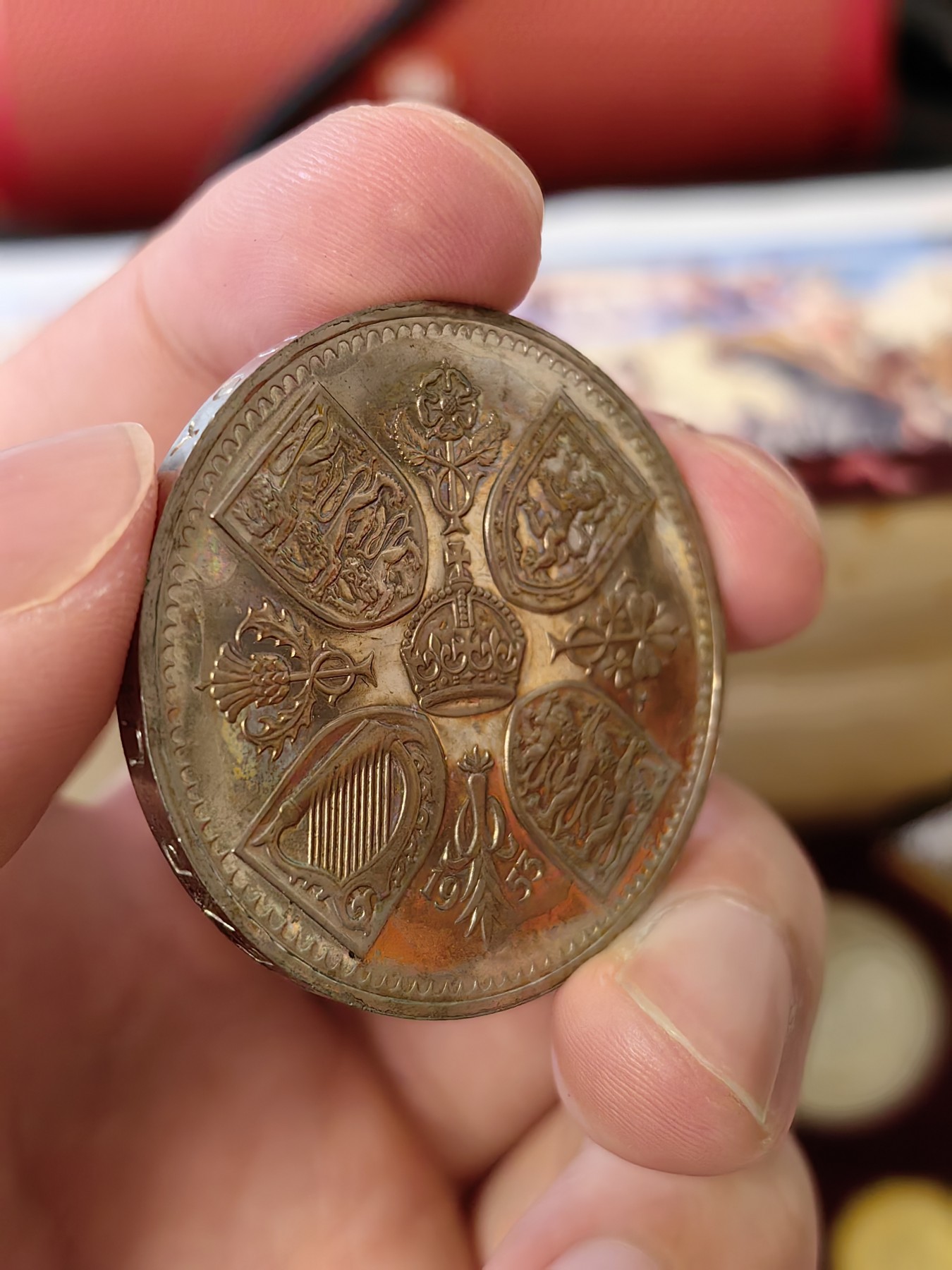 橡树集藏-006场 海纳百川 1953年英国伊丽莎白女王加冕精制套币  整体状态不错 便士已评级