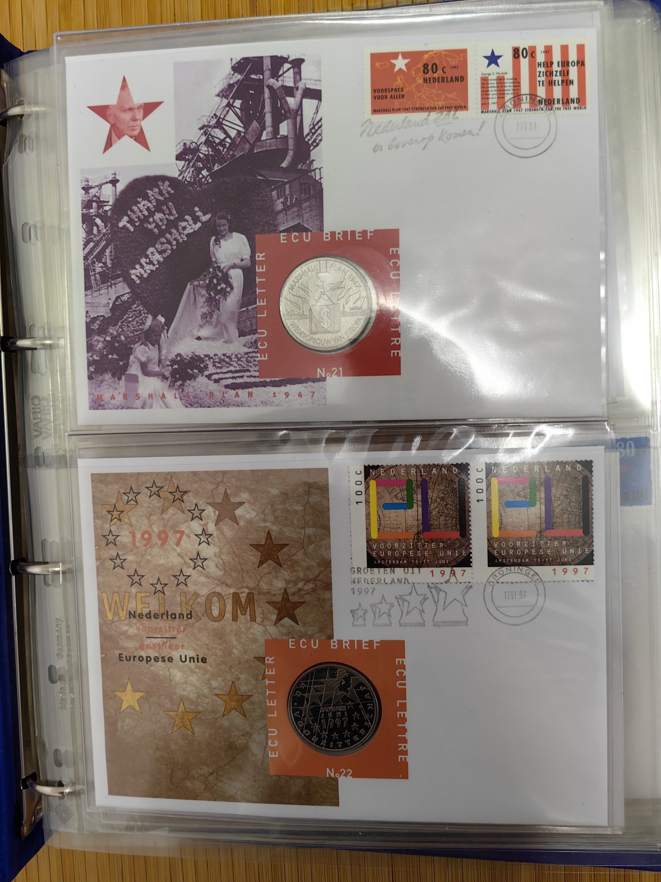 橡树集藏-006场 海纳百川 欧洲大开本钱币封册，荷兰首日邮币封。11页，22枚。