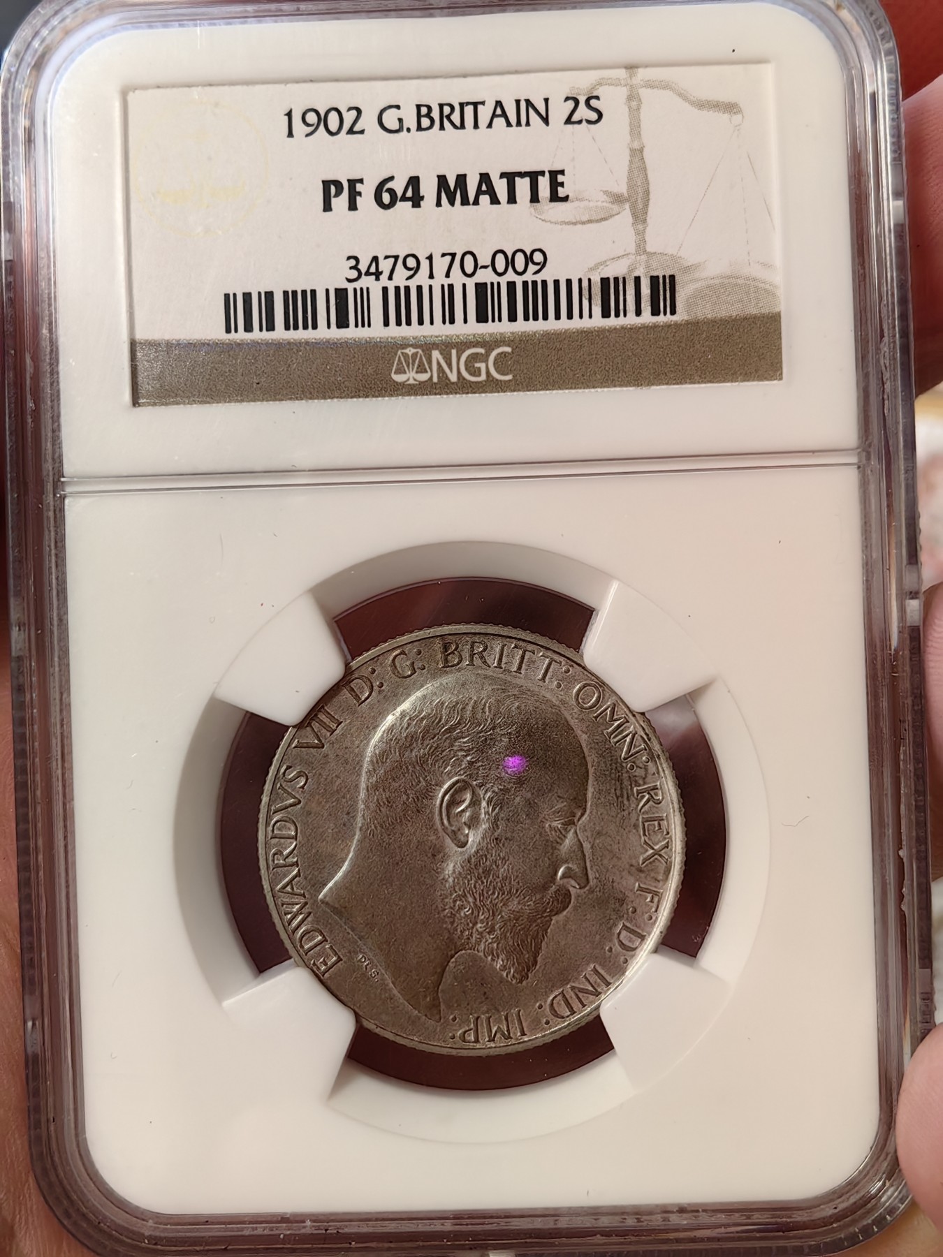 橡树集藏-006场 海纳百川 NGC-pf64 matte 1902年英国爱七海神佛罗林银币 底板高点完美 实物观感极佳 英姿飒爽的不列颠尼亚女神 精制磨砂工艺 英系热门品种 老盒严评 可以自藏的好状态 感觉可以搏分