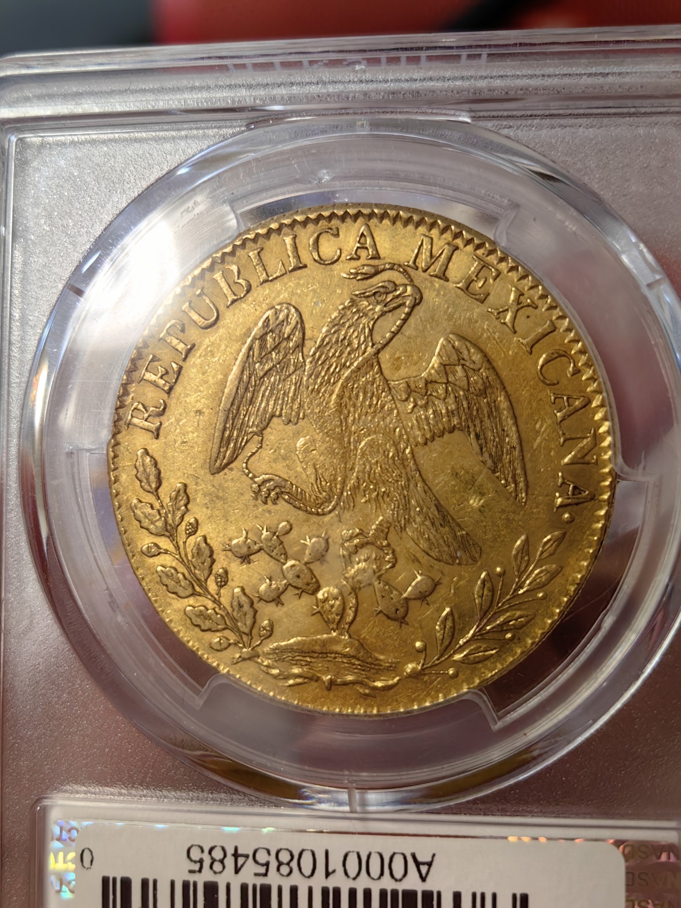 橡树集藏-006场 海纳百川 pcgs-au58 1849年墨西哥8e大金币 自由帽金鹰 老金币投资佳品