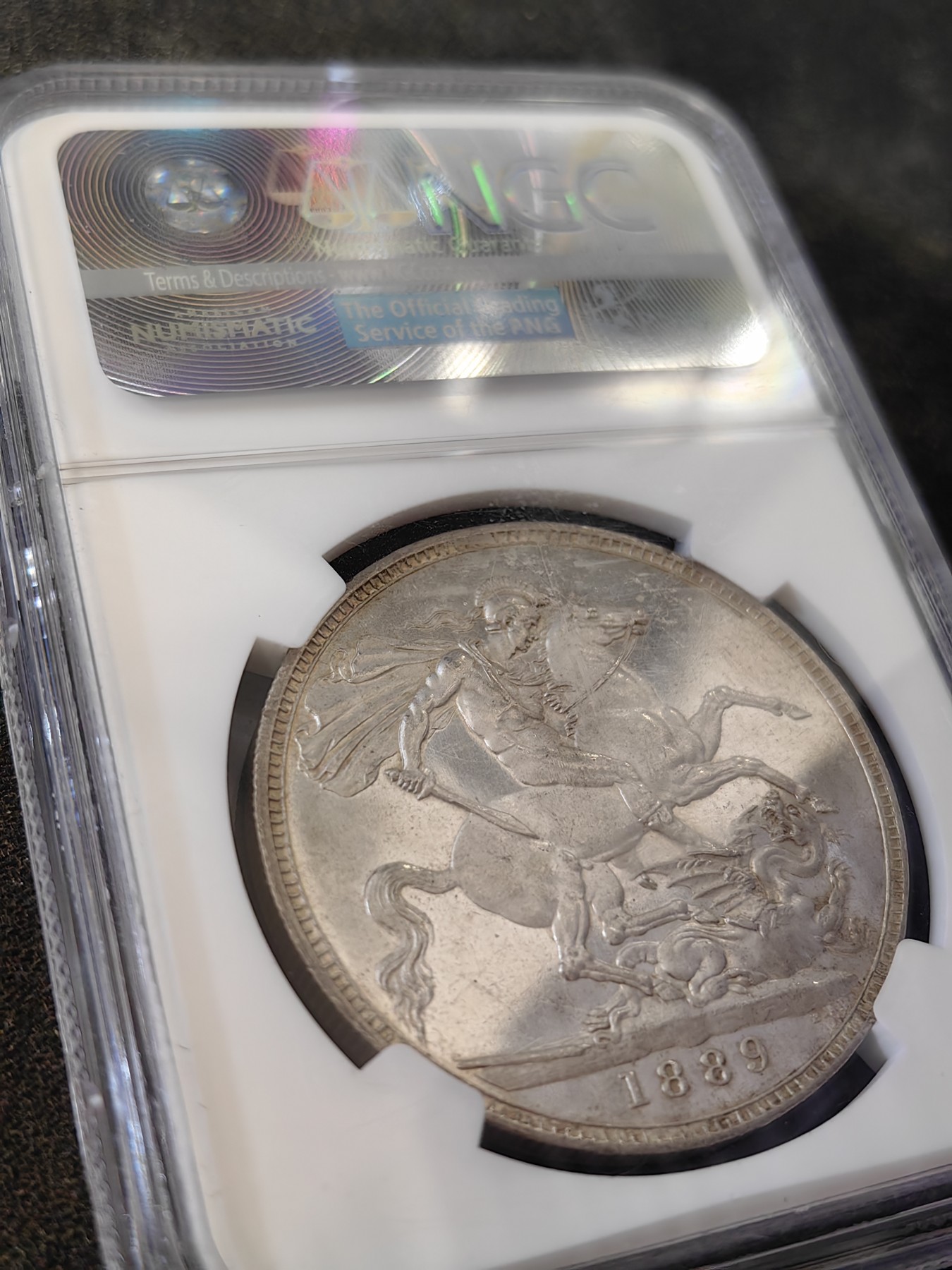 橡树集藏-006场 海纳百川 NGC-MS63  1889年英国高冠马剑银币 实物pl感强烈 状态不错