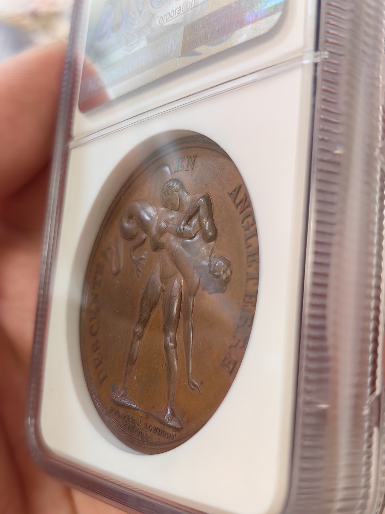 橡树集藏-006场 海纳百川 NGC-ms62 拿破仑1804原铸铜章，入侵英格兰，稀有品种，肖像由DROZ 雕刻（早期人像风格，少见）加厚盒。