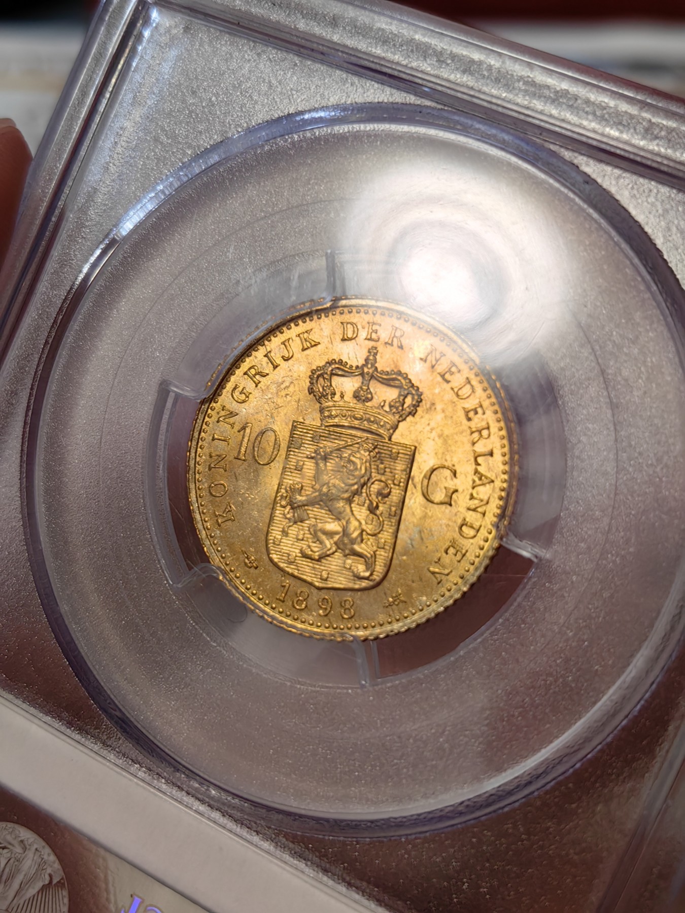 橡树集藏-006场 海纳百川 pcgs-ms64 1898年荷兰威廉明娜10盾金币 可爱的小萝莉 底板打制皆好 状态极佳  高分皇冠萝莉头 非常少见 金光四溢 自藏佳品