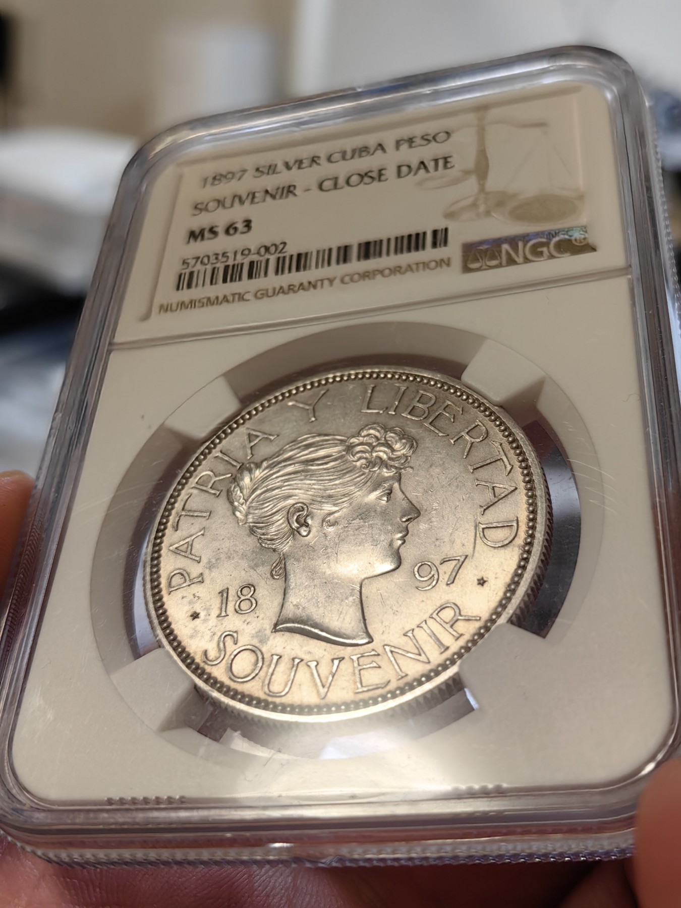 橡树集藏-006场 海纳百川 ngc-MS63 1897年古巴海风卷女神 1比索银币 打制精细 设计绝美