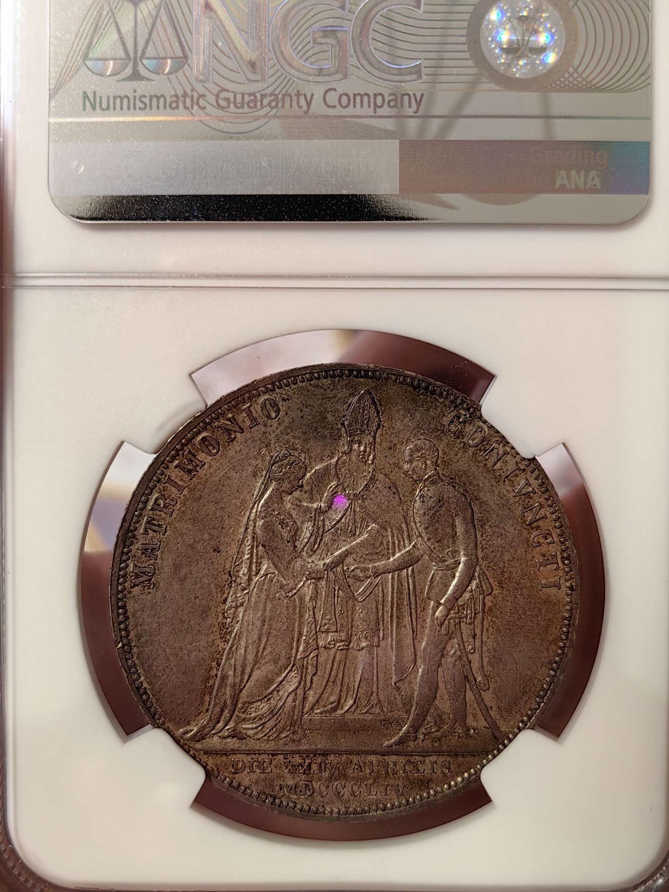 橡树集藏-006场 海纳百川 ngc-Ms62 1854年奥地利2盾大银币 茜茜结婚纪念 经典超热门品种 无需介绍 双面老包浆状态相当可以 基本已沉淀很难碰到 喜欢就拿下不要错过