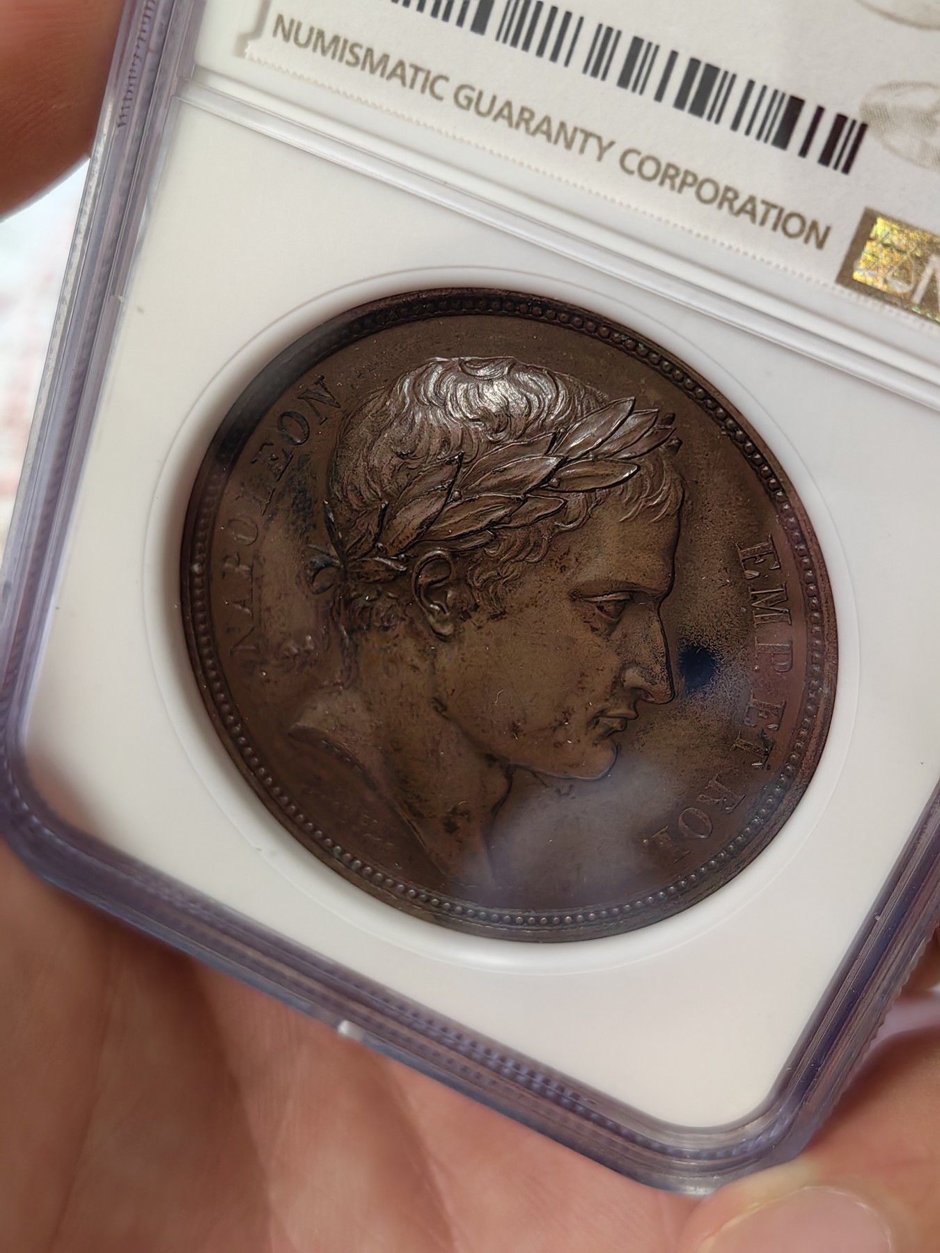 橡树集藏-006场 海纳百川 NGC-ms62 拿破仑 1807 胜利纪念铜章，原铸，背面雄鹰被冠以“胜利之冠”，肖像由DROZ雕刻，加厚盒。