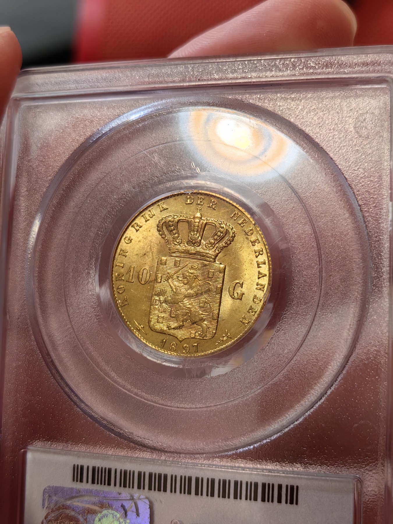 橡树集藏-006场 海纳百川 pcgs-ms64 1897年荷兰威廉明娜10盾金币 可爱的小萝莉 底板打制皆好 pc老盒严评 状态极佳 搏分潜力股