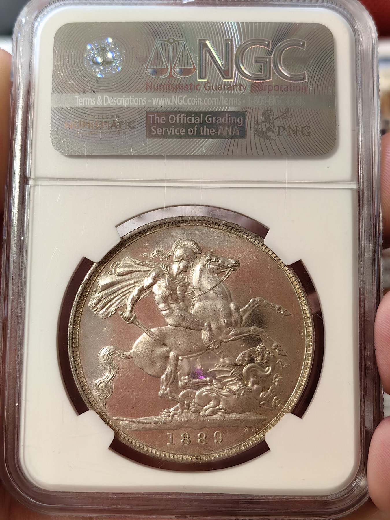 橡树集藏-006场 海纳百川 NGC-MS63  1889年英国高冠马剑银币 实物pl感强烈 状态不错