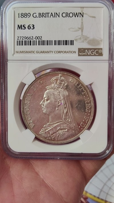 橡树集藏-006场 海纳百川 NGC-MS63  1889年英国高冠马剑银币 实物pl感强烈 状态不错