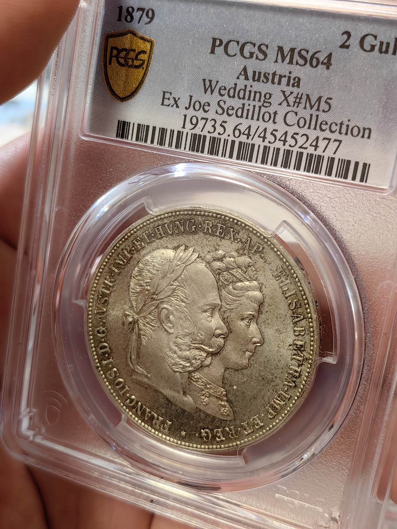 橡树集藏-006场 海纳百川 pcgs-ms64 1879年奥地利2盾大银 茜茜公主银婚纪念 欧陆淺杏仁老包浆 丝滑原银霜光 滴水未下 美就一个字 高分状态超好 可堪自藏 大热门品种 持续上涨中