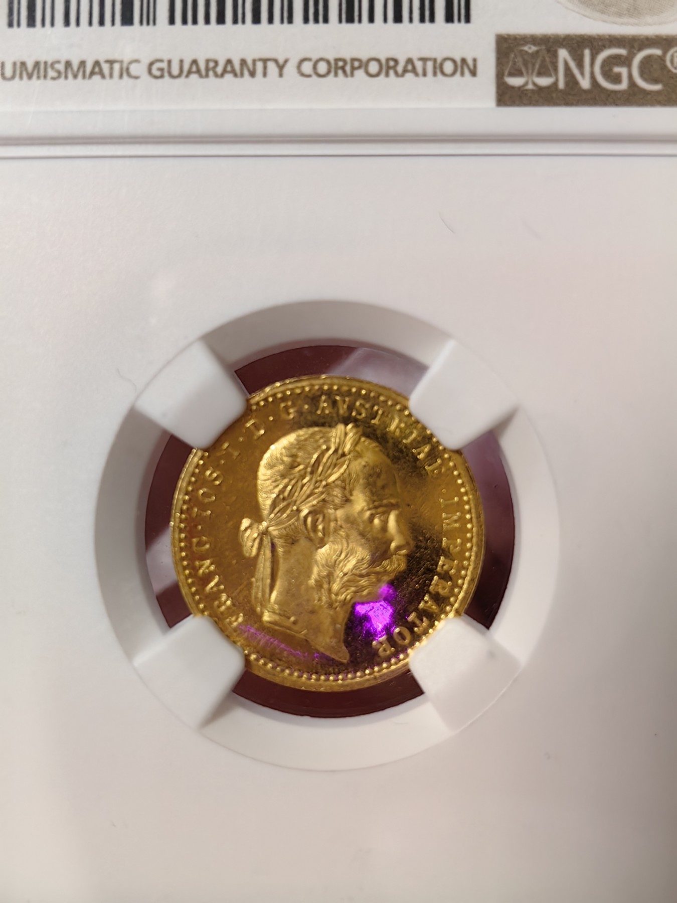 橡树集藏-006场 海纳百川 NGC-MS64PL 1897年奥地利弗朗茨约瑟夫1杜卡特金币，罕见原铸。顶级镜面效果，绝美。 N盒3枚纪录中的冠军分！！！ 今年1月Ha不带PL的 MS63分 成交价660刀