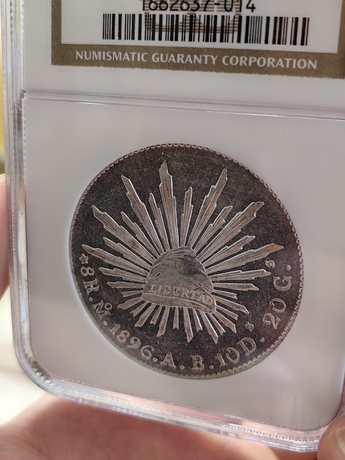 橡树集藏-006场 海纳百川 NGC-MS64PL  1896年墨西哥 8R鹰洋，罕见又养眼的类镜面凝霜效果 冠军分！！！实物绝美，顶级观感。