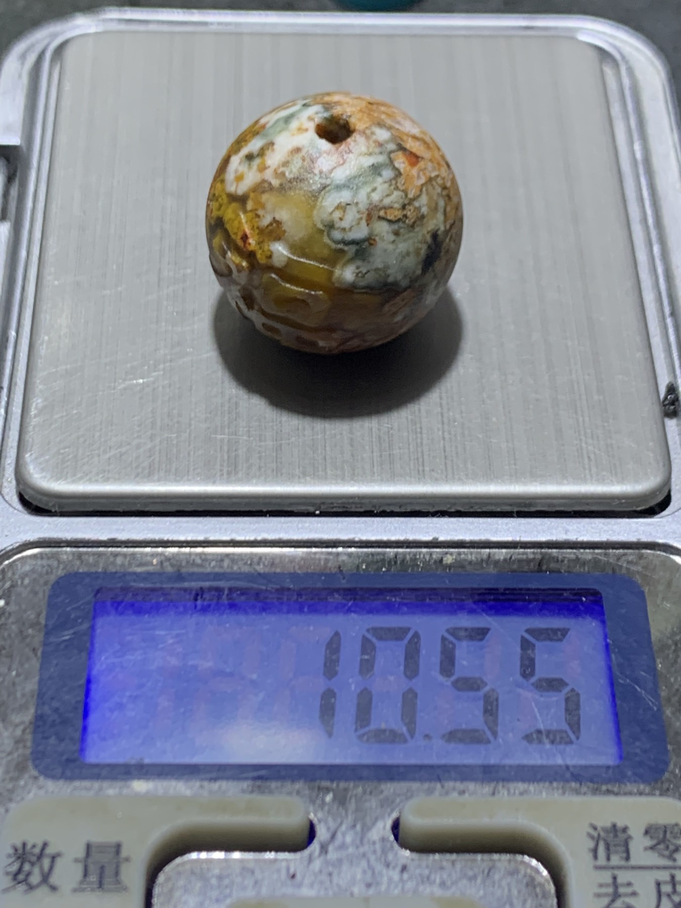 精美亚光草花纹战国红玛瑙手工雕刻福字2.0单珠一颗！