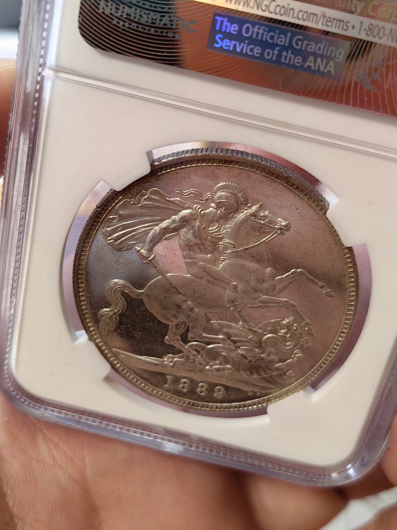 橡树集藏-006场 海纳百川 NGC-MS63  1889年英国高冠马剑银币 实物pl感强烈 状态不错